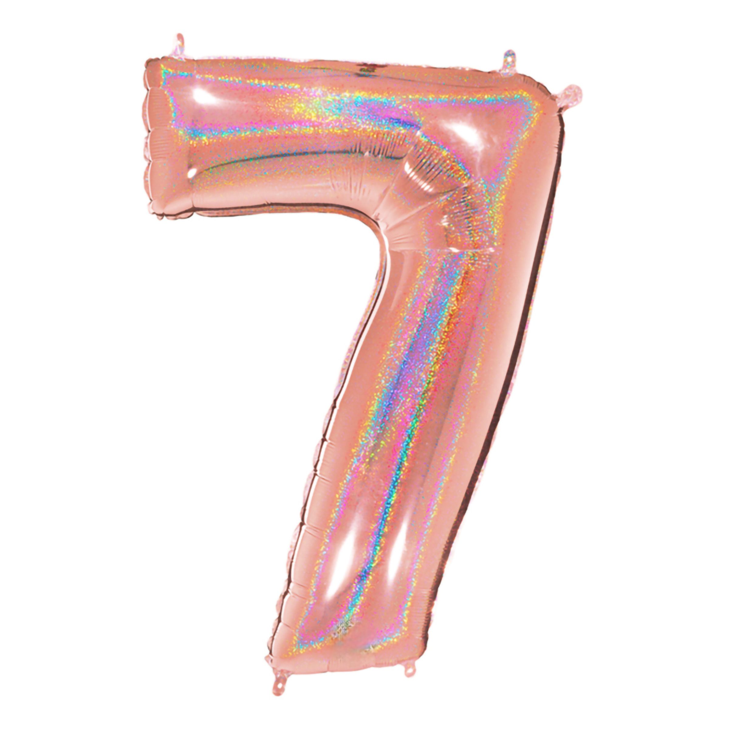 Sifferballong Glitter Roséguld - Siffra 7 | Hem - Festartiklar - Ballonger - Sifferballonger | Pryloteket