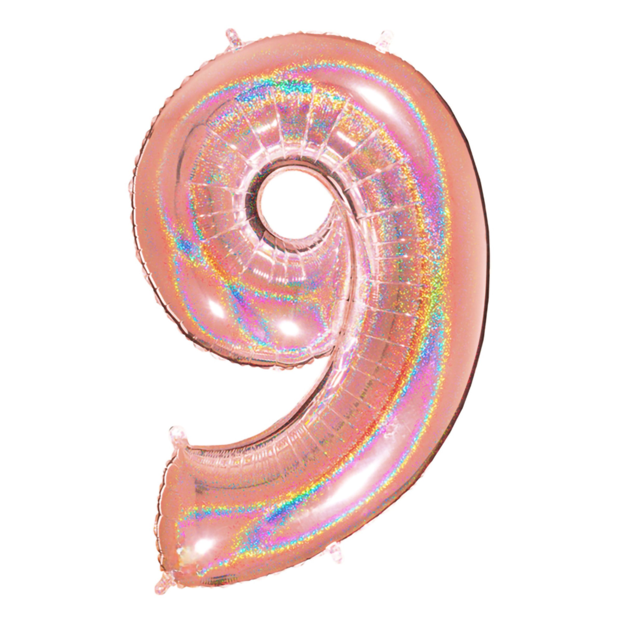 Sifferballong Glitter Roséguld - Siffra 9 | Hem - Festartiklar - Ballonger - Sifferballonger | Pryloteket
