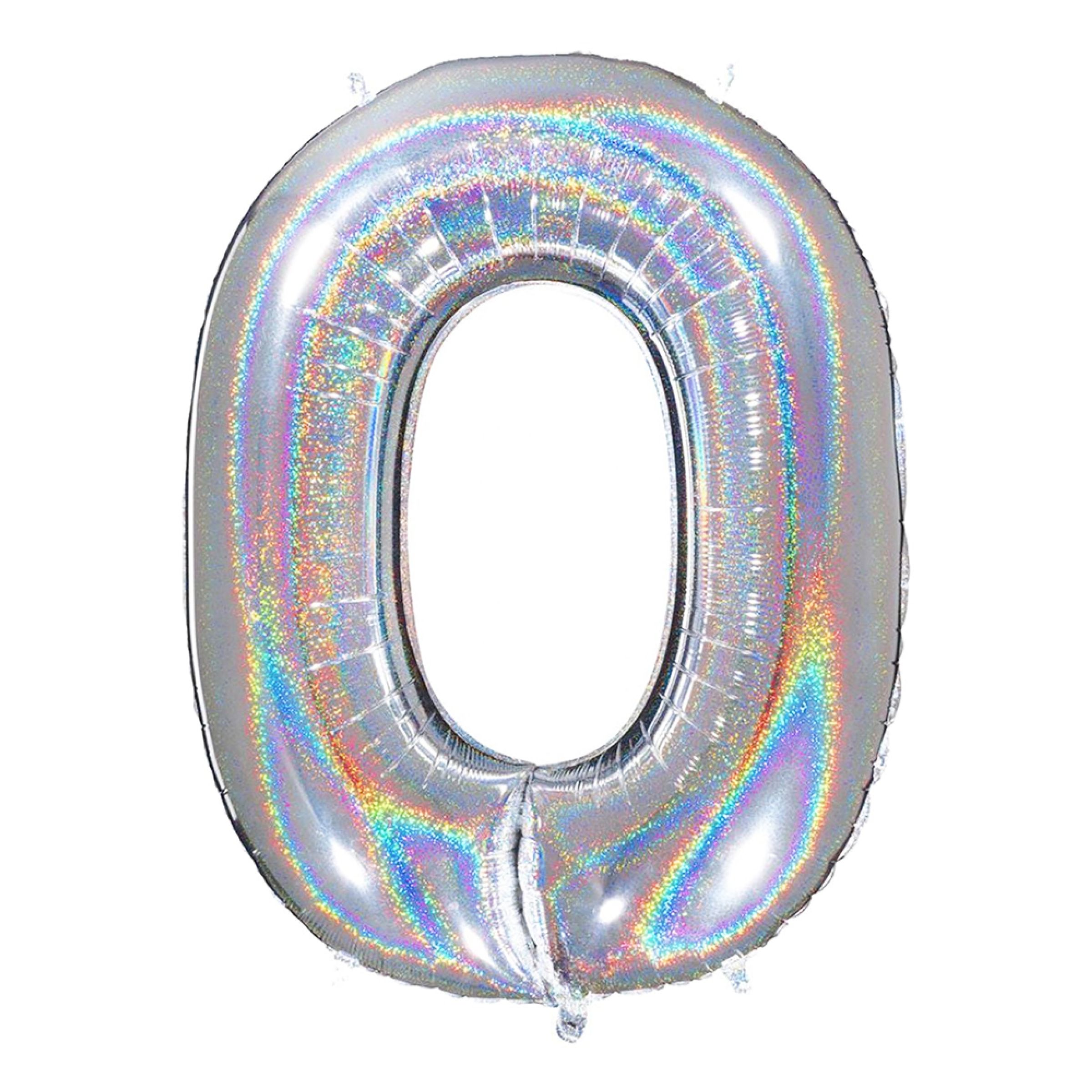 Sifferballong Glitter Silver - Siffra 0 | Hem - Festartiklar - Ballonger - Folieballonger | Pryloteket