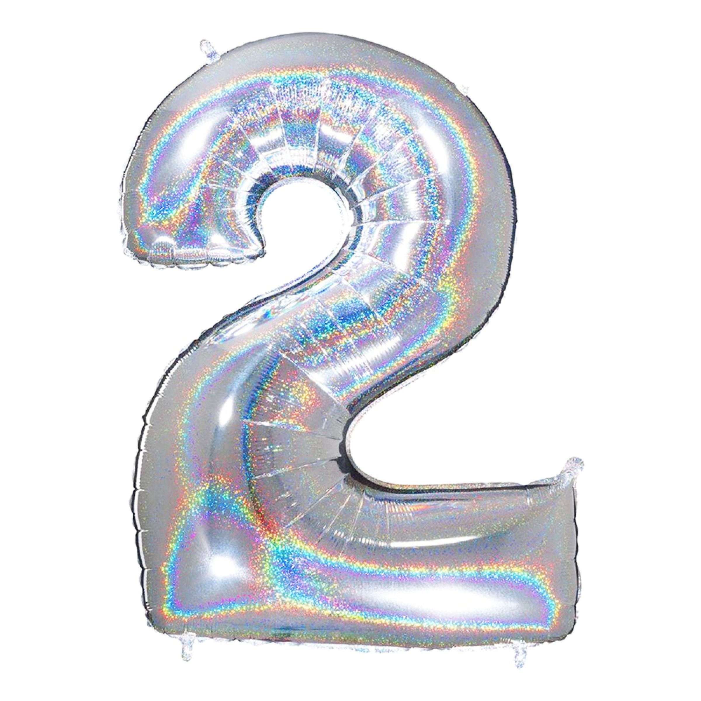 Sifferballong Glitter Silver - Siffra 2 | Hem - Festartiklar - Ballonger - Folieballonger | Maskeradspecialisten
