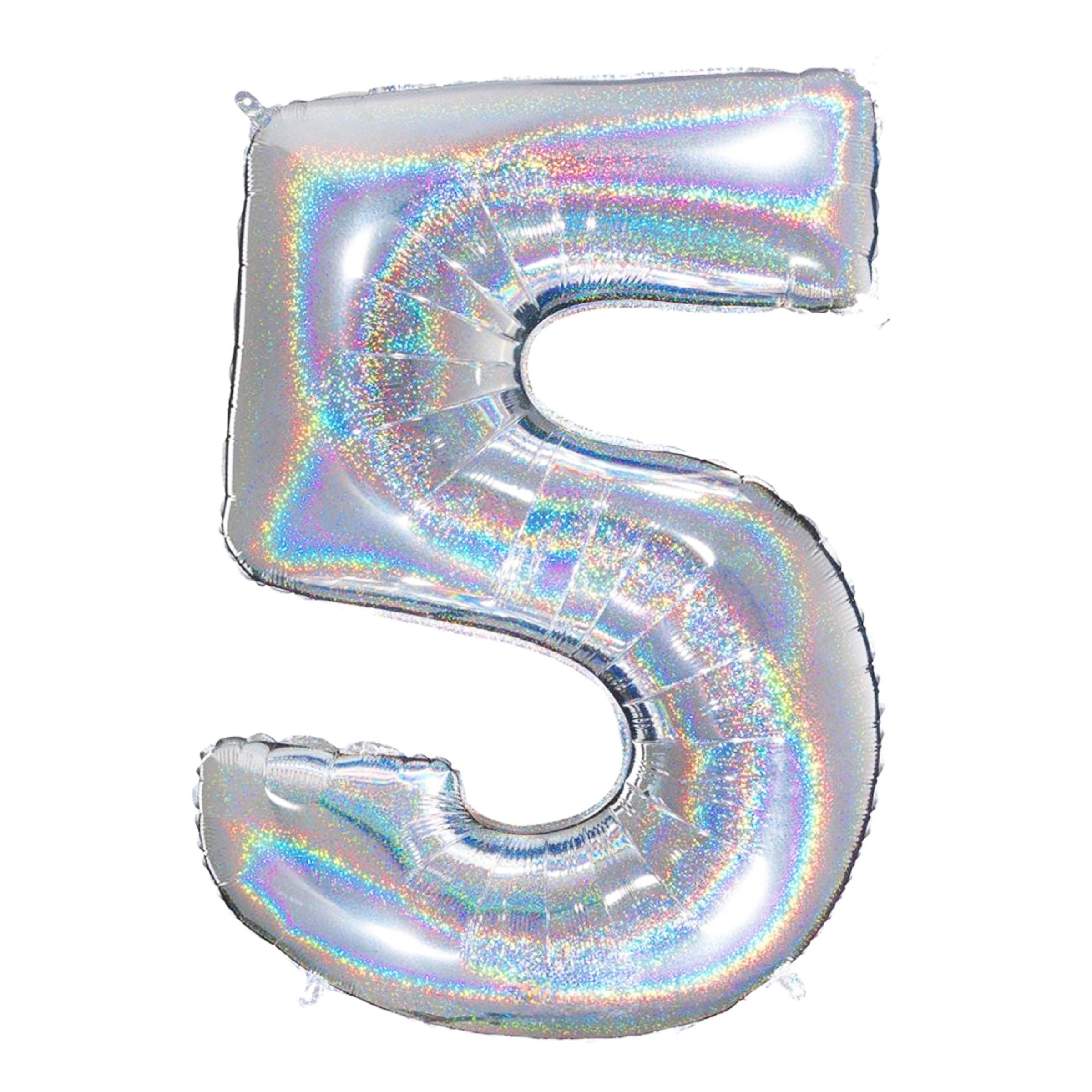 Sifferballong Glitter Silver - Siffra 5 | Hem - Festartiklar - Ballonger - Folieballonger | Pryloteket