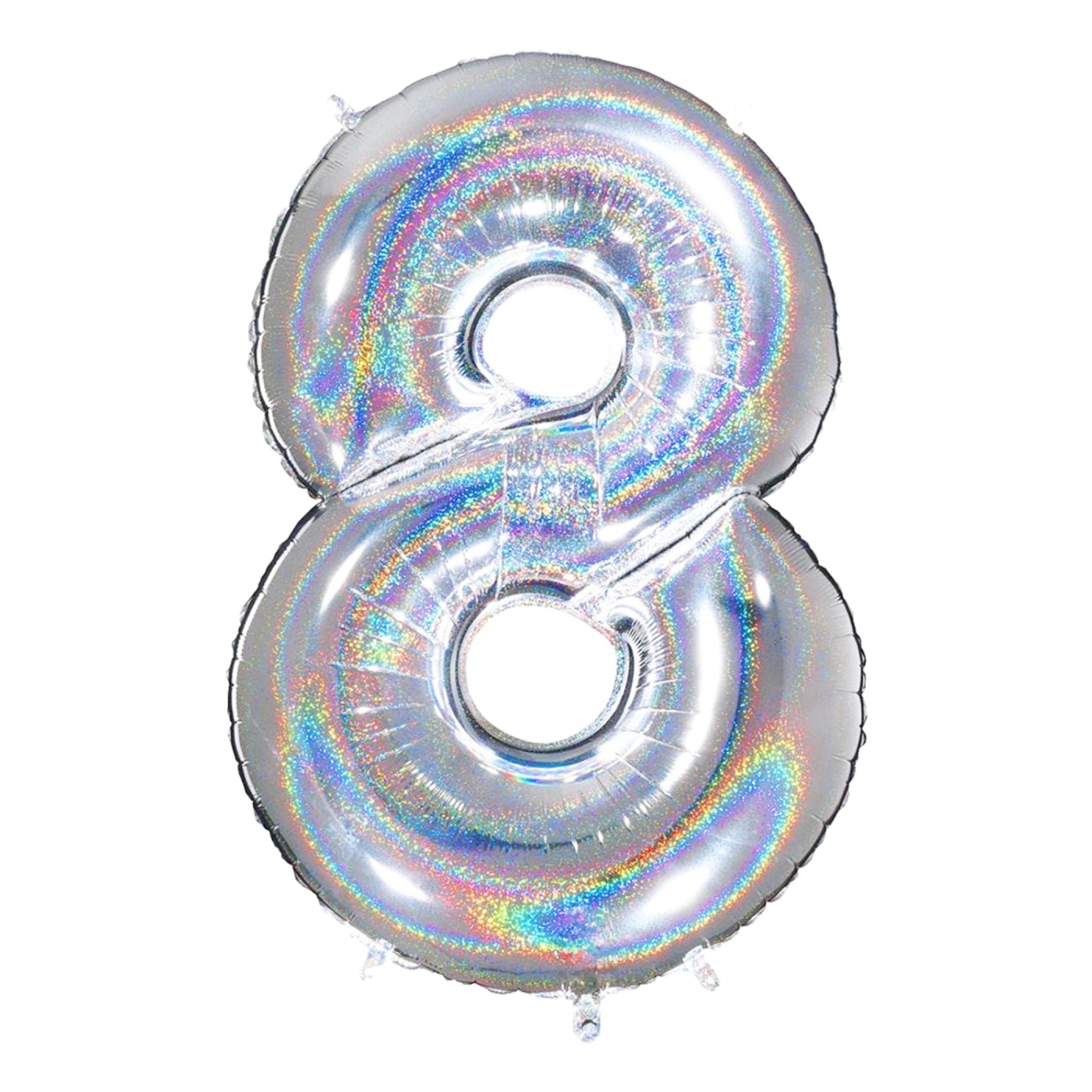 Sifferballong Glitter Silver - Siffra 8 | Hem - Festartiklar - Ballonger - Folieballonger | Maskeradspecialisten