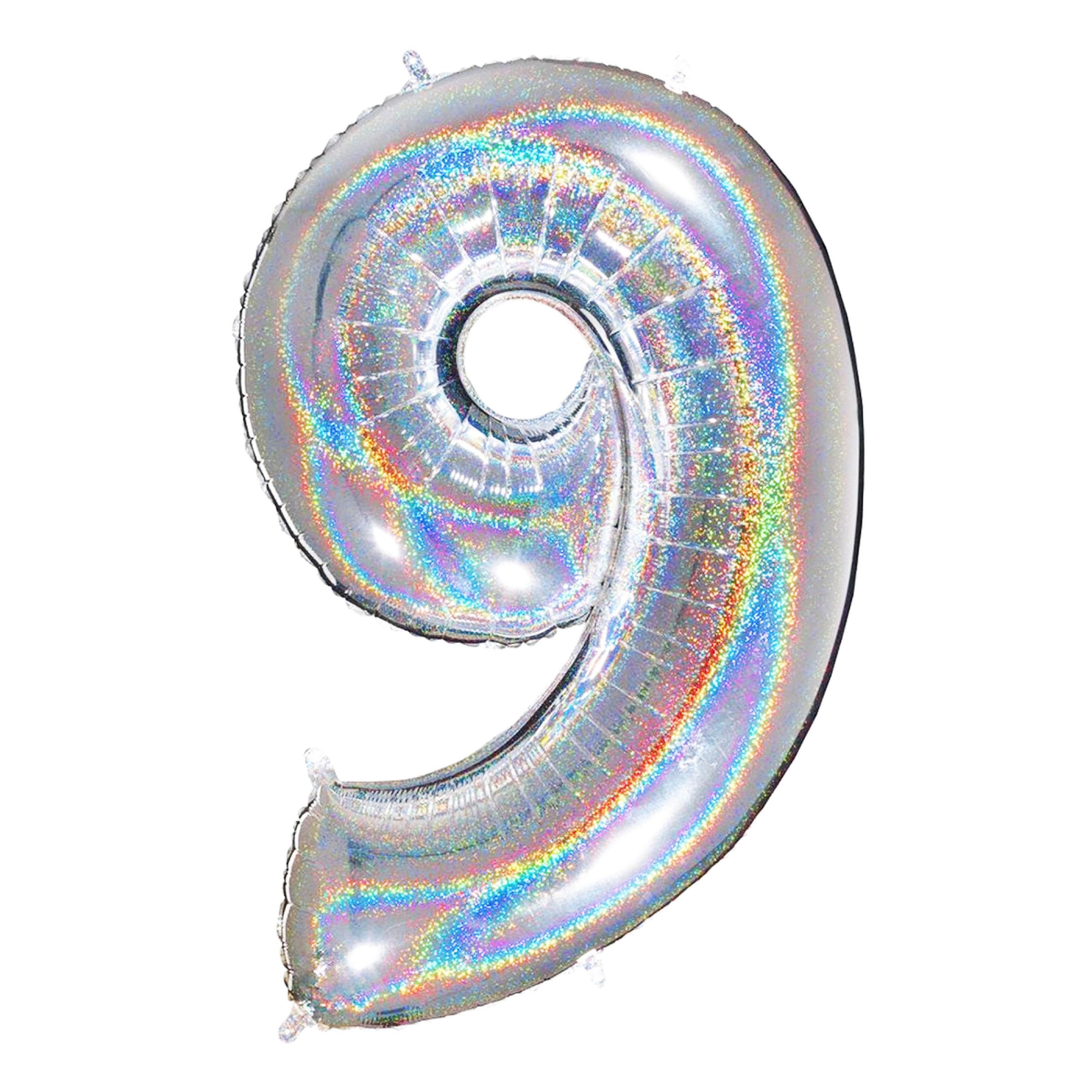 Sifferballong Glitter Silver - Siffra 9 | Hem - Festartiklar - Ballonger - Folieballonger | Pryloteket