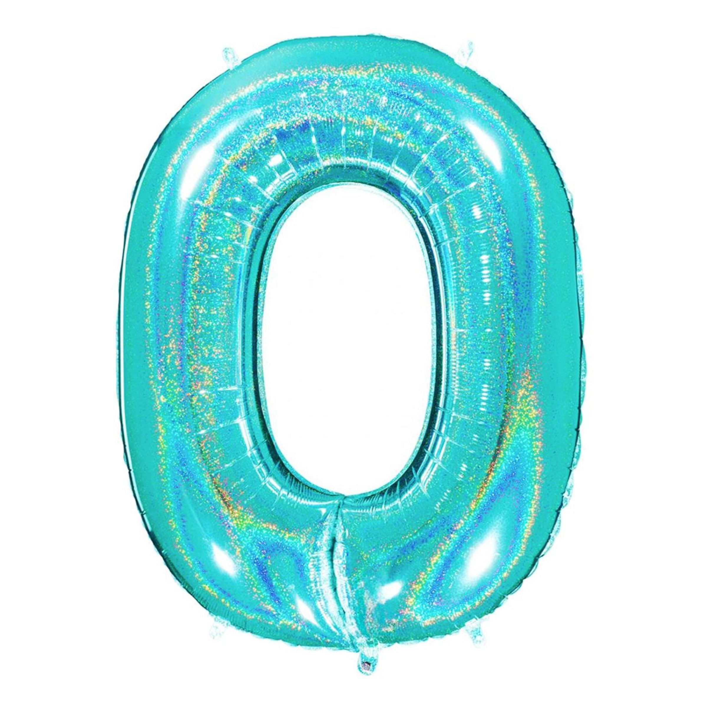 Sifferballong Glitter Turkos - Siffra 0 | Hem - Festartiklar - Ballonger - Folieballonger | Pryloteket