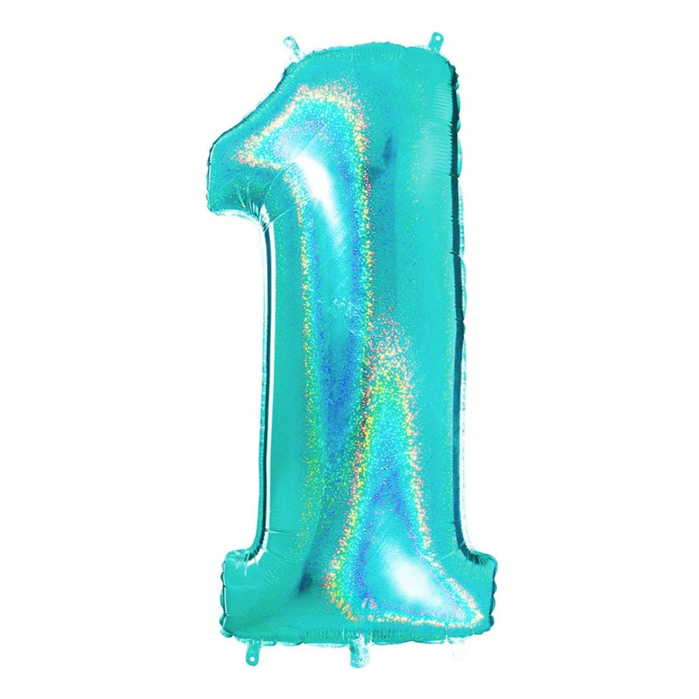 Sifferballong Glitter Turkos - Siffra 1 | Hem - Festartiklar - Ballonger - Folieballonger | Pryloteket