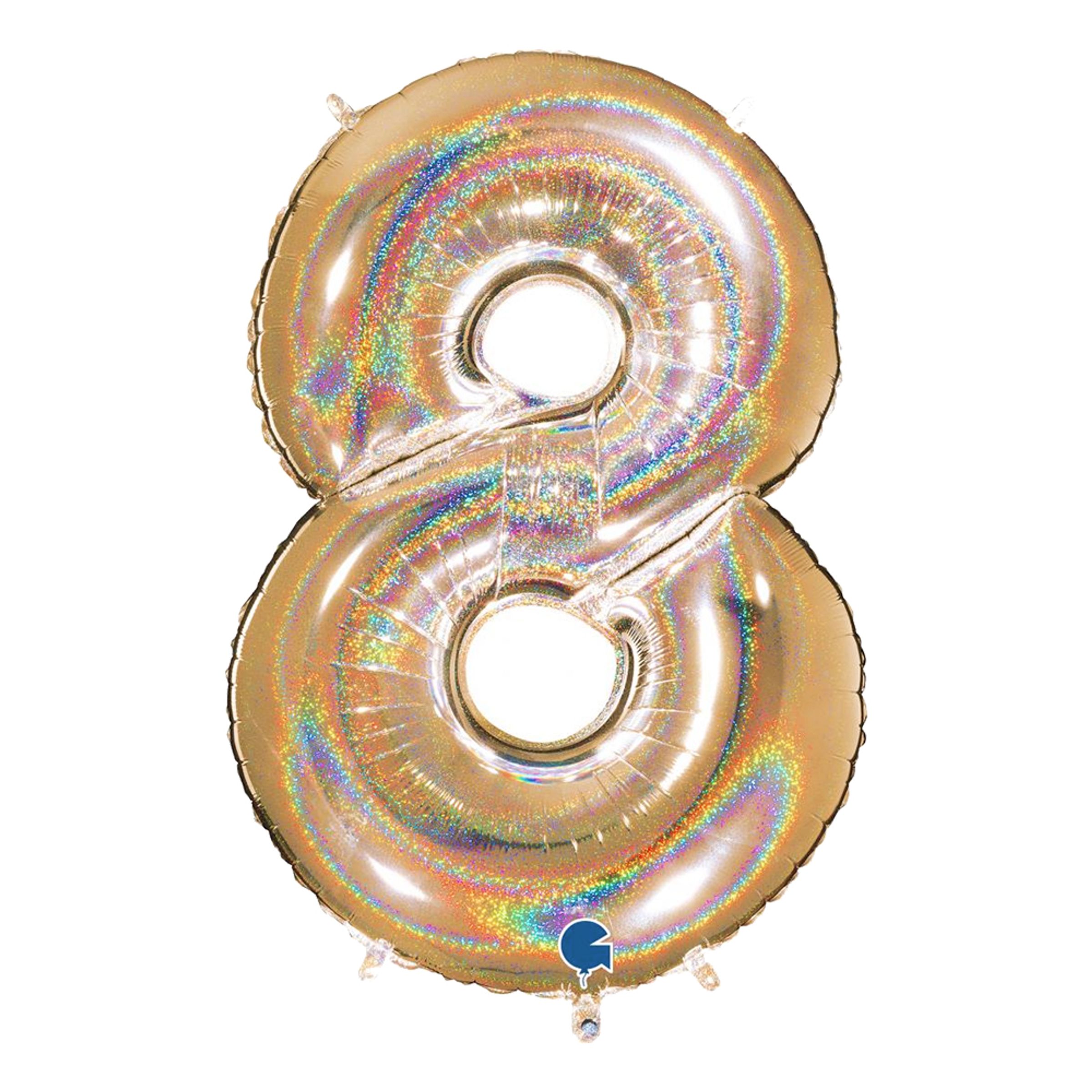 Sifferballong Glitter Guld - Siffra 8