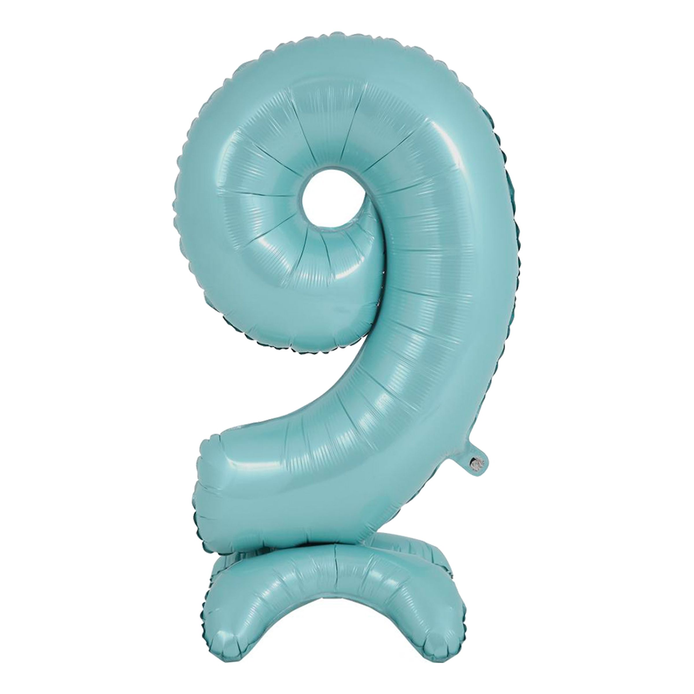 Läs mer om Sifferballong med Ställning Pastellblå - Siffra 9