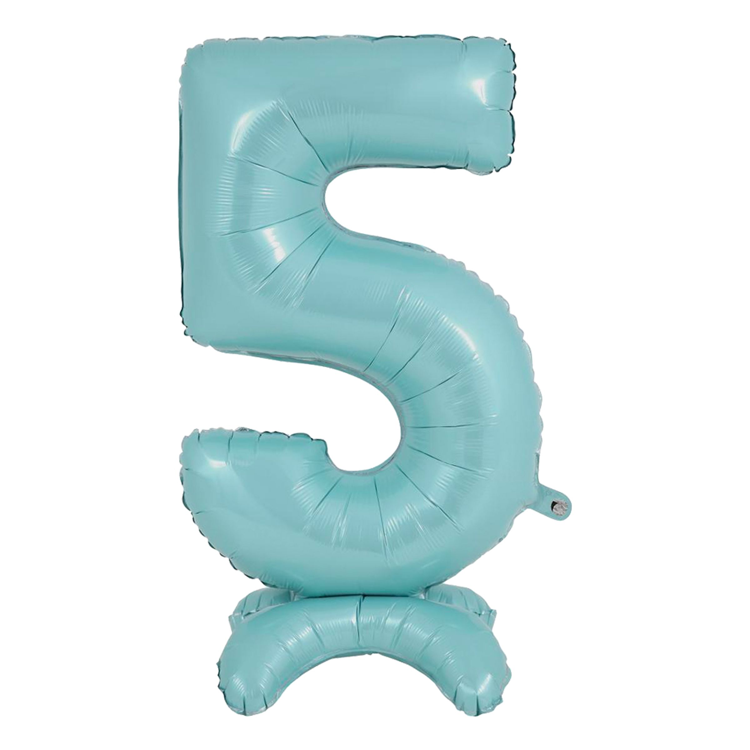 Läs mer om Sifferballong med Ställning Pastellblå - Siffra 5