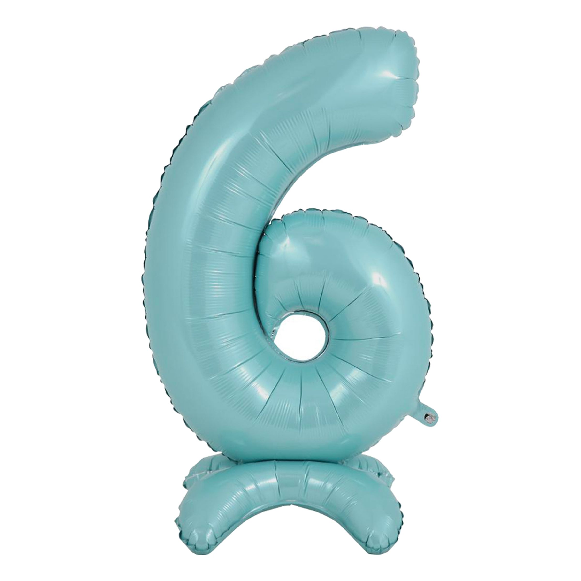 Sifferballong med Ställning Pastellblå - Siffra 6