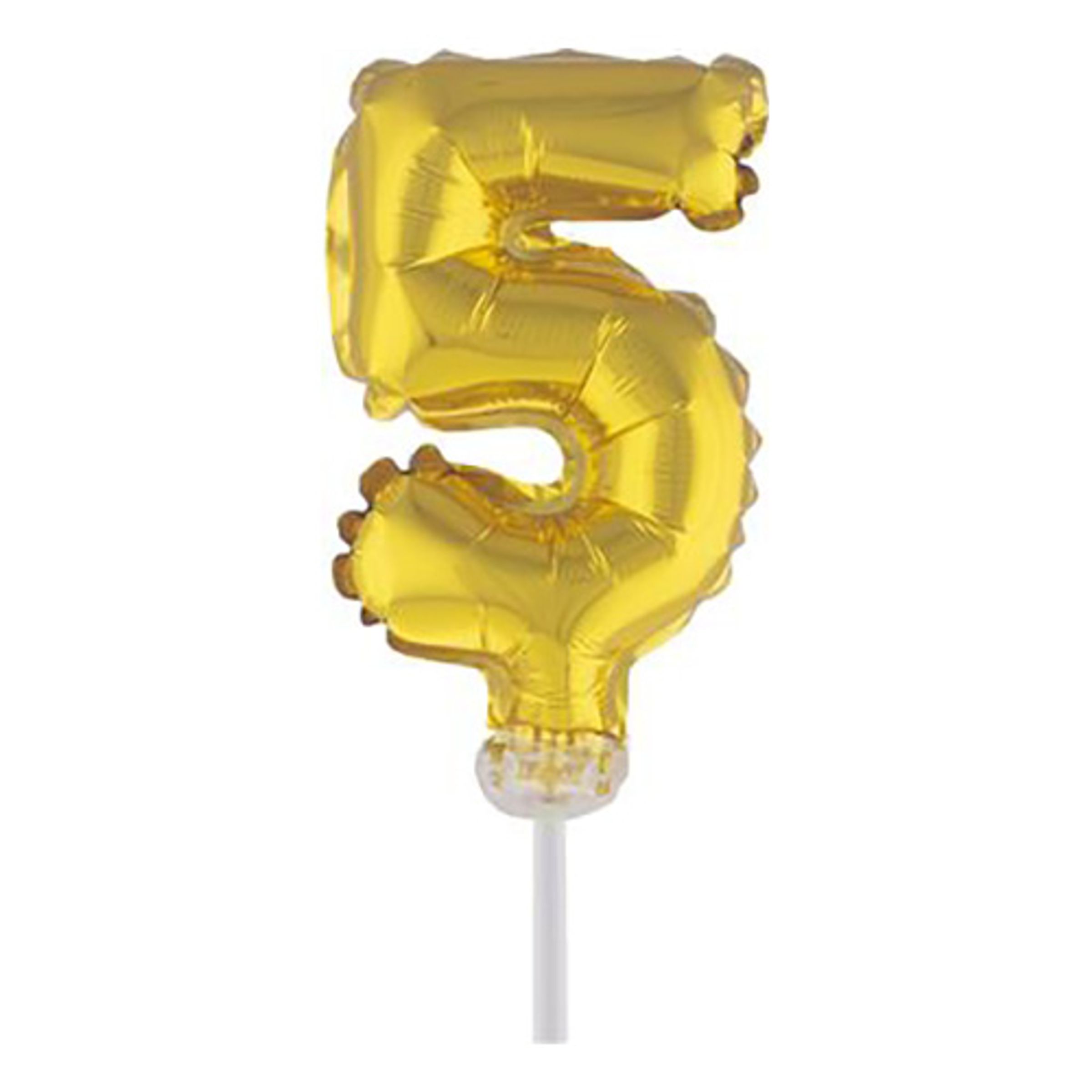 Läs mer om Sifferballong Tårtdekoration Guld - Siffra 5