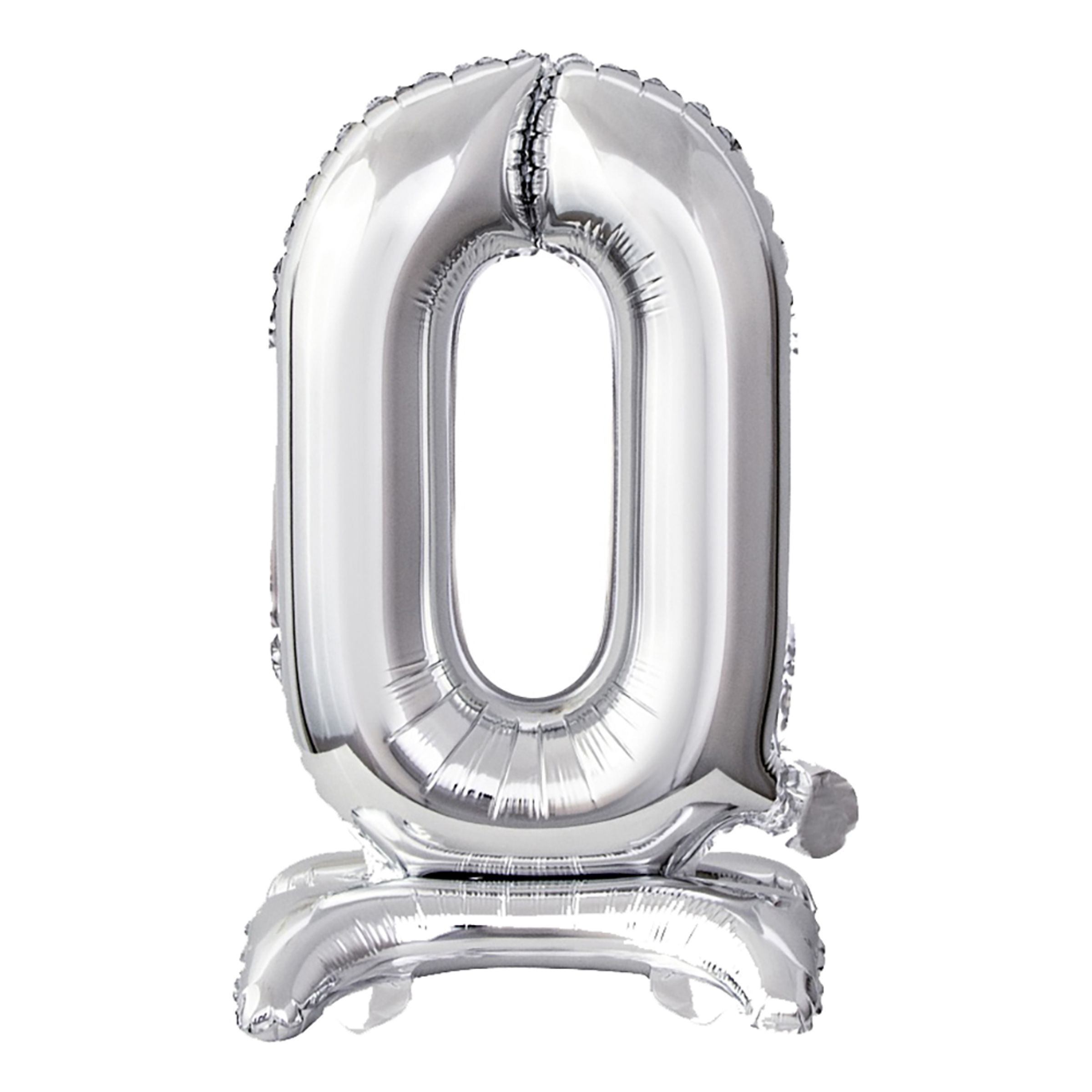 Sifferballong Mini med Ställning Silver Metallic - Siffra 0