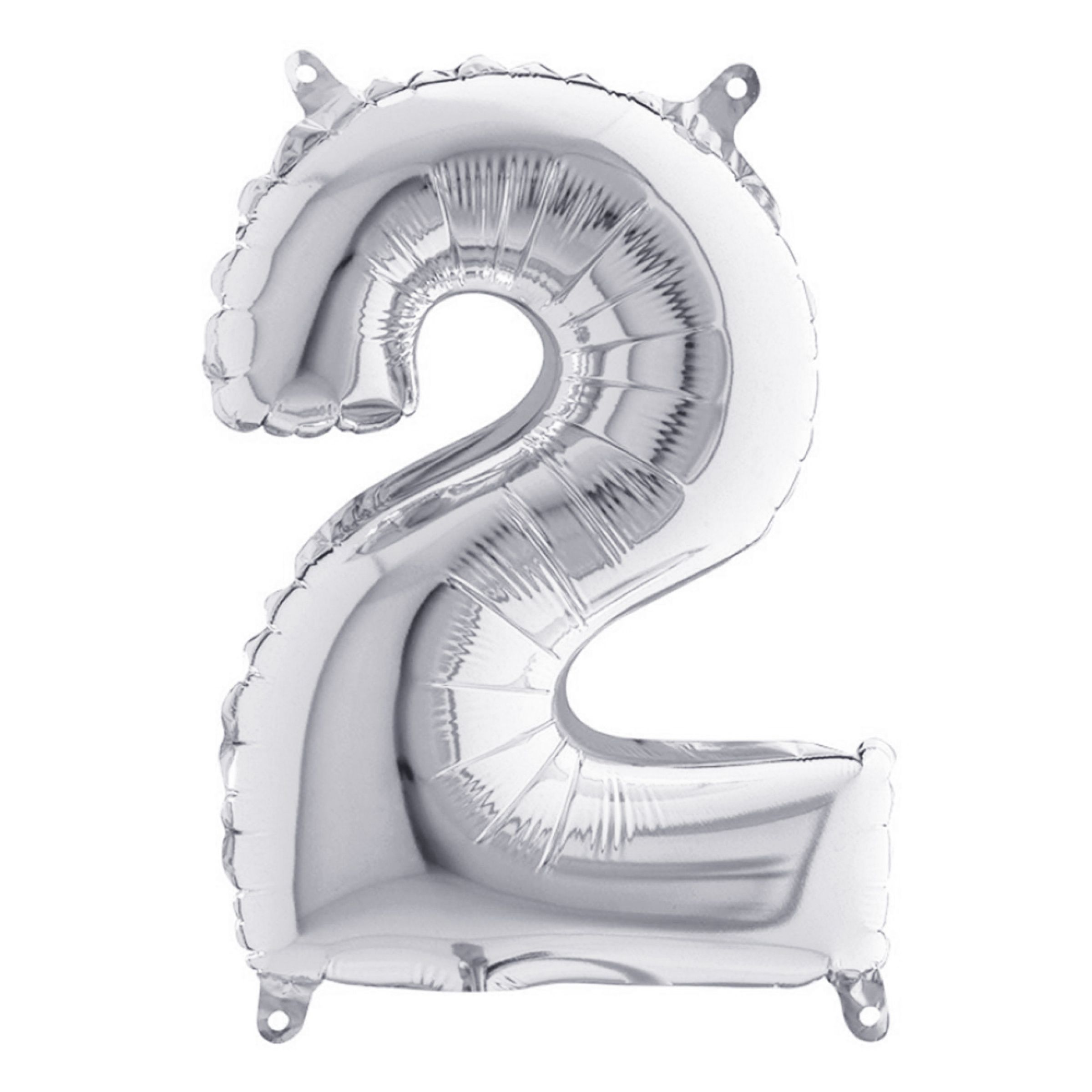 Sifferballong Mini Silver Metallic - Siffra 2 | Hem - Festartiklar - Ballonger - Folieballonger | Pryloteket