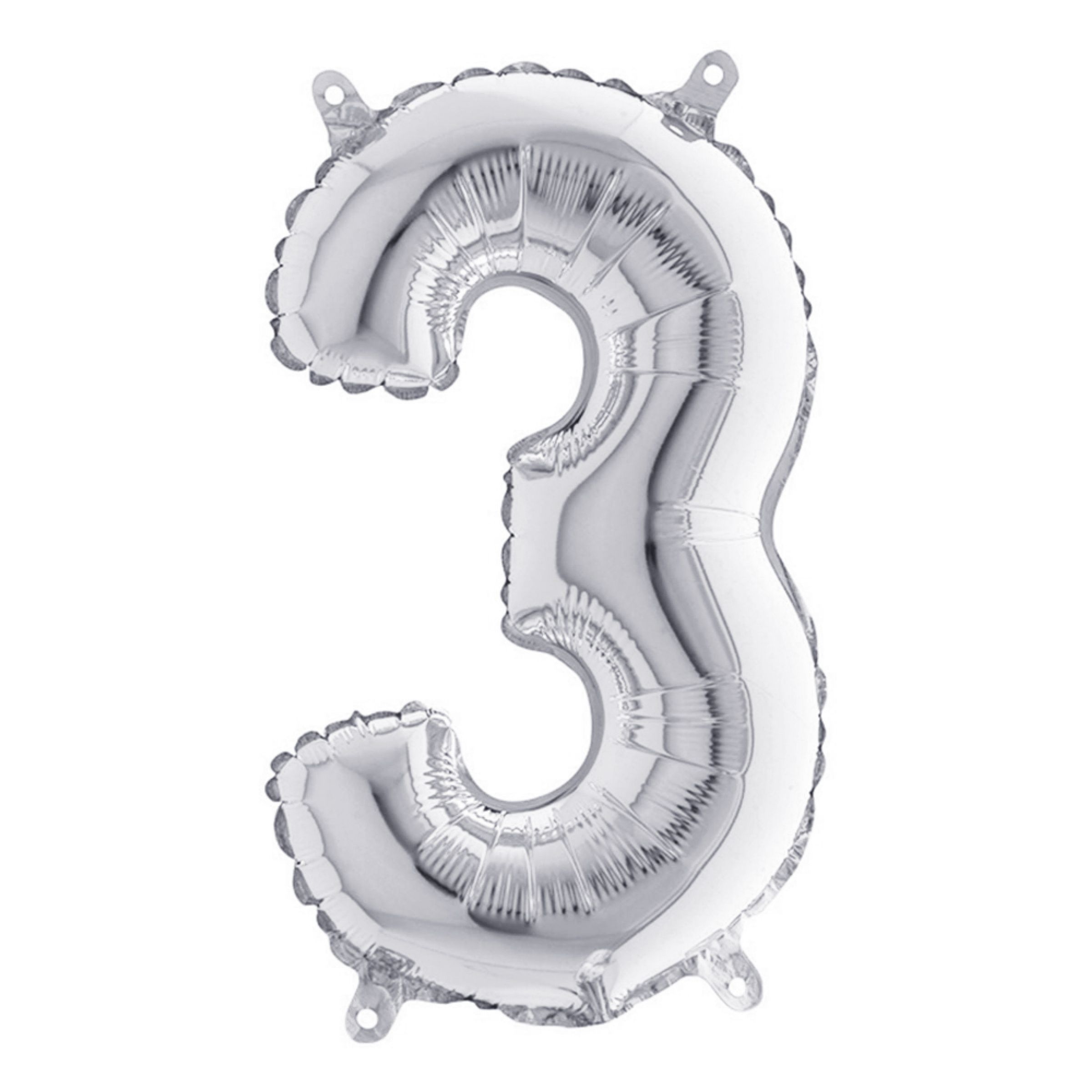 Sifferballong Mini Silver Metallic - Siffra 3 | Hem - Festartiklar - Ballonger - Folieballonger | Pryloteket
