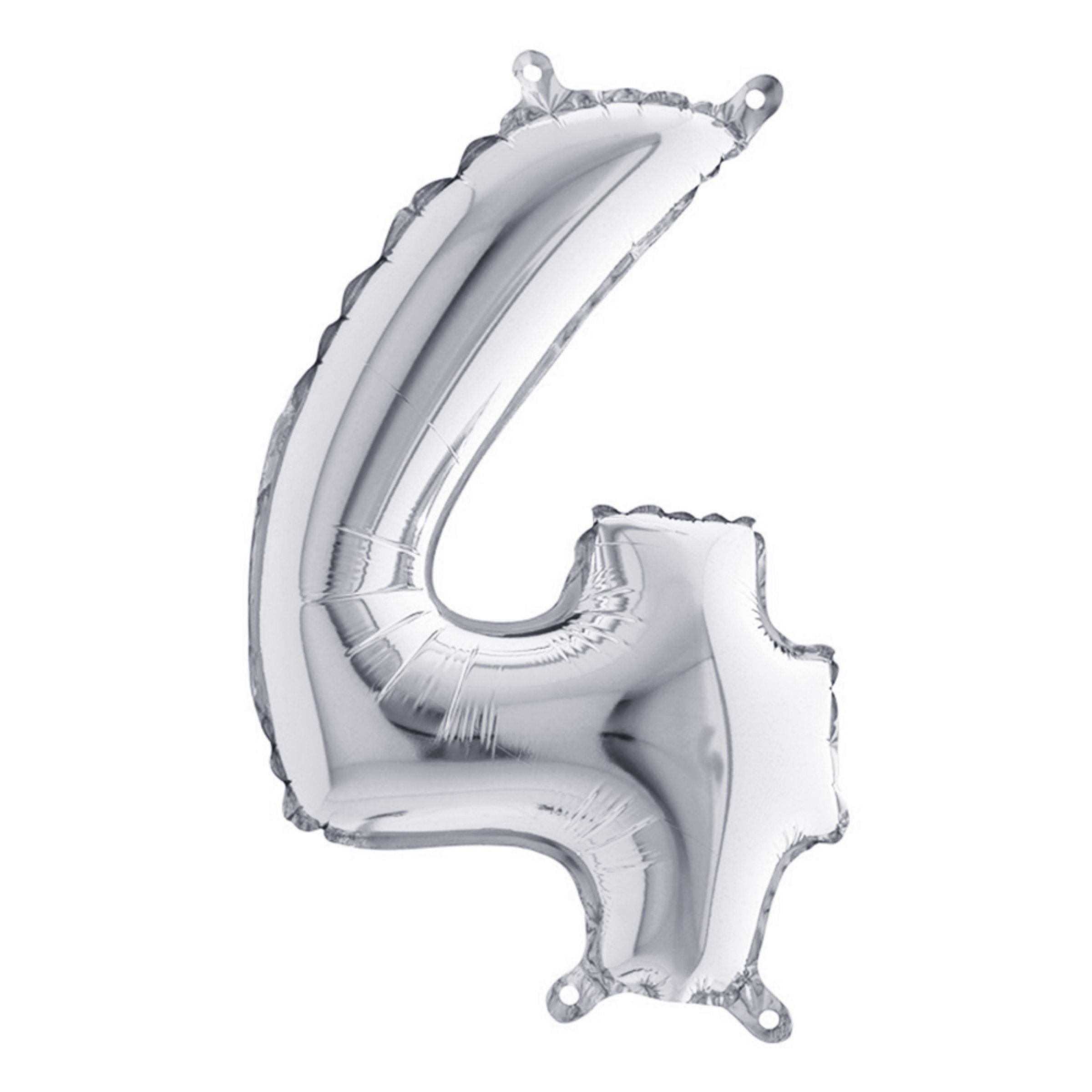 Sifferballong Mini Silver Metallic - Siffra 4 | Hem - Festartiklar - Ballonger - Folieballonger | Pryloteket