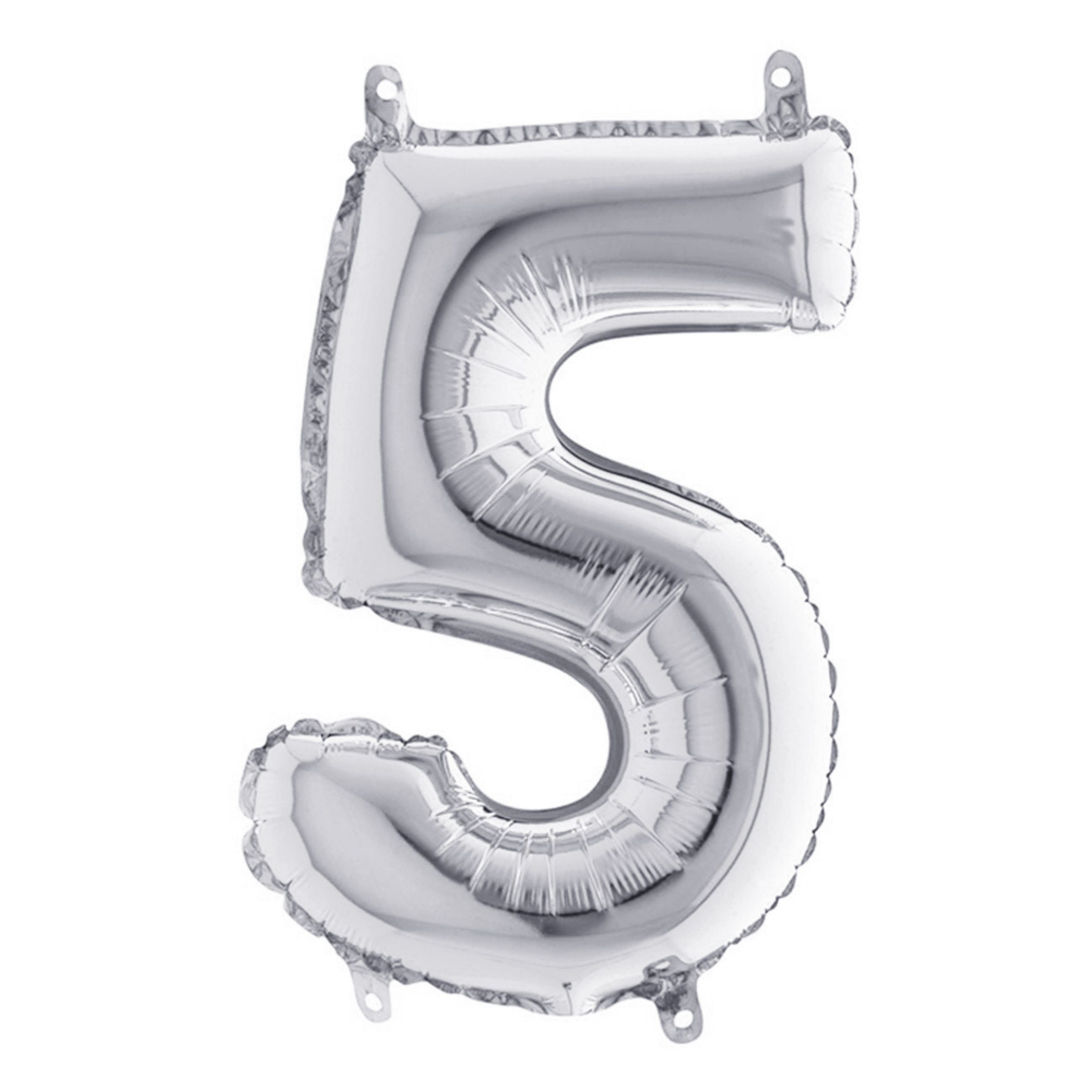 Sifferballong Mini Silver Metallic - Siffra 5 | Hem - Festartiklar - Ballonger - Folieballonger | Pryloteket