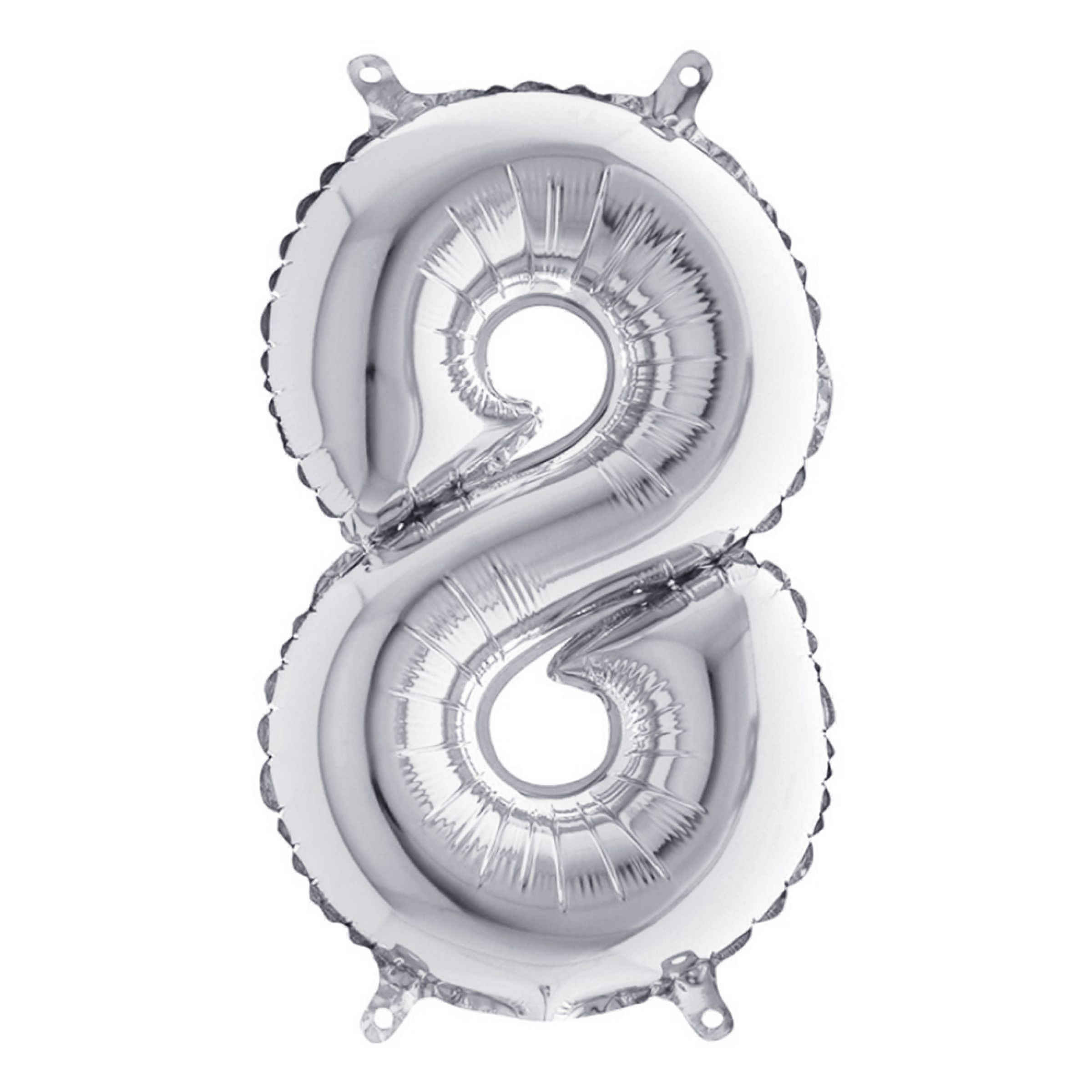 Sifferballong Mini Silver Metallic - Siffra 8 | Hem - Festartiklar - Ballonger - Folieballonger | Pryloteket