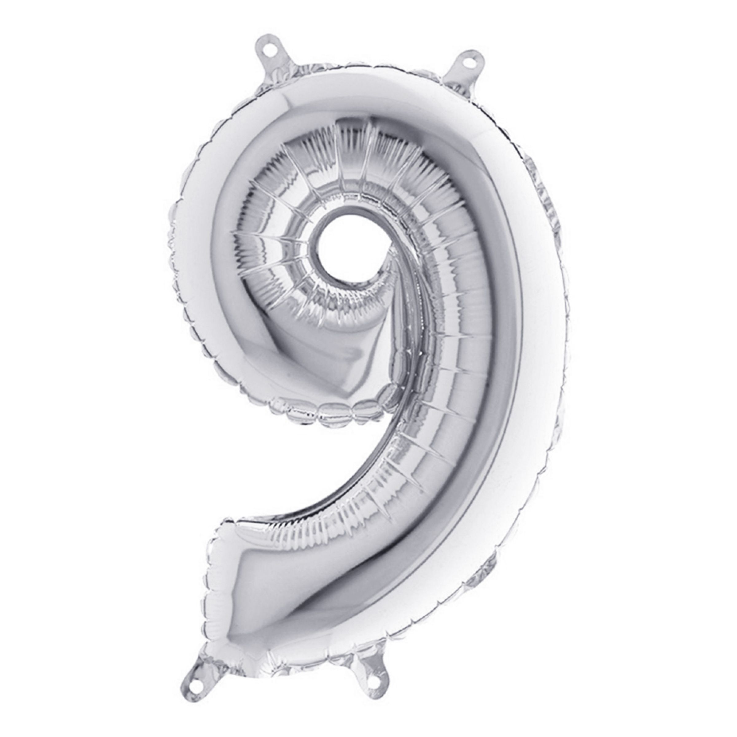 Sifferballong Mini Silver Metallic - Siffra 9 | Hem - Festartiklar - Ballonger - Folieballonger | Pryloteket
