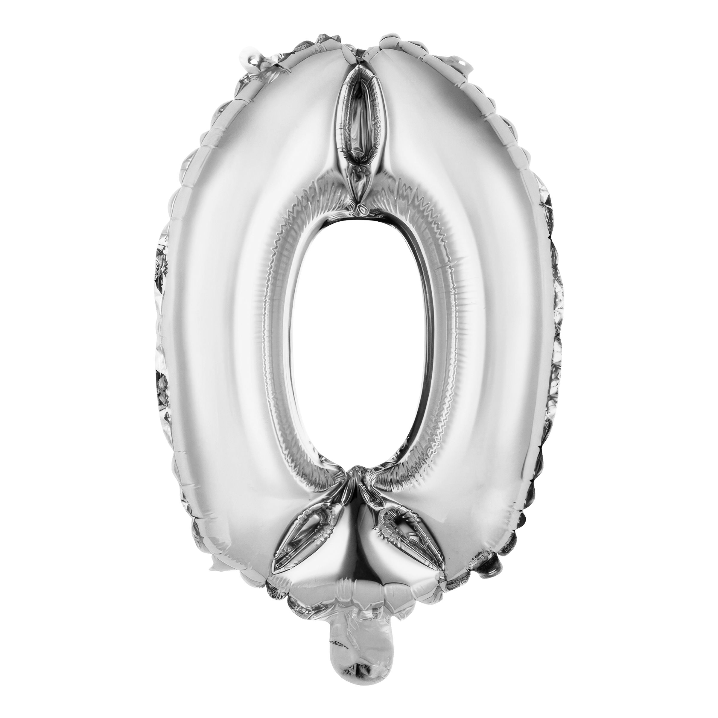 Läs mer om Sifferballong Mini Silver Metallic - Siffra 0