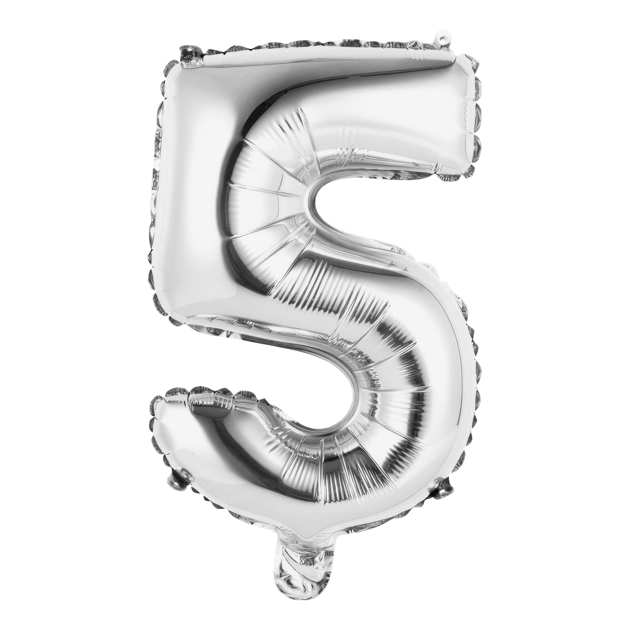 Läs mer om Sifferballong Mini Silver Metallic - Siffra 5