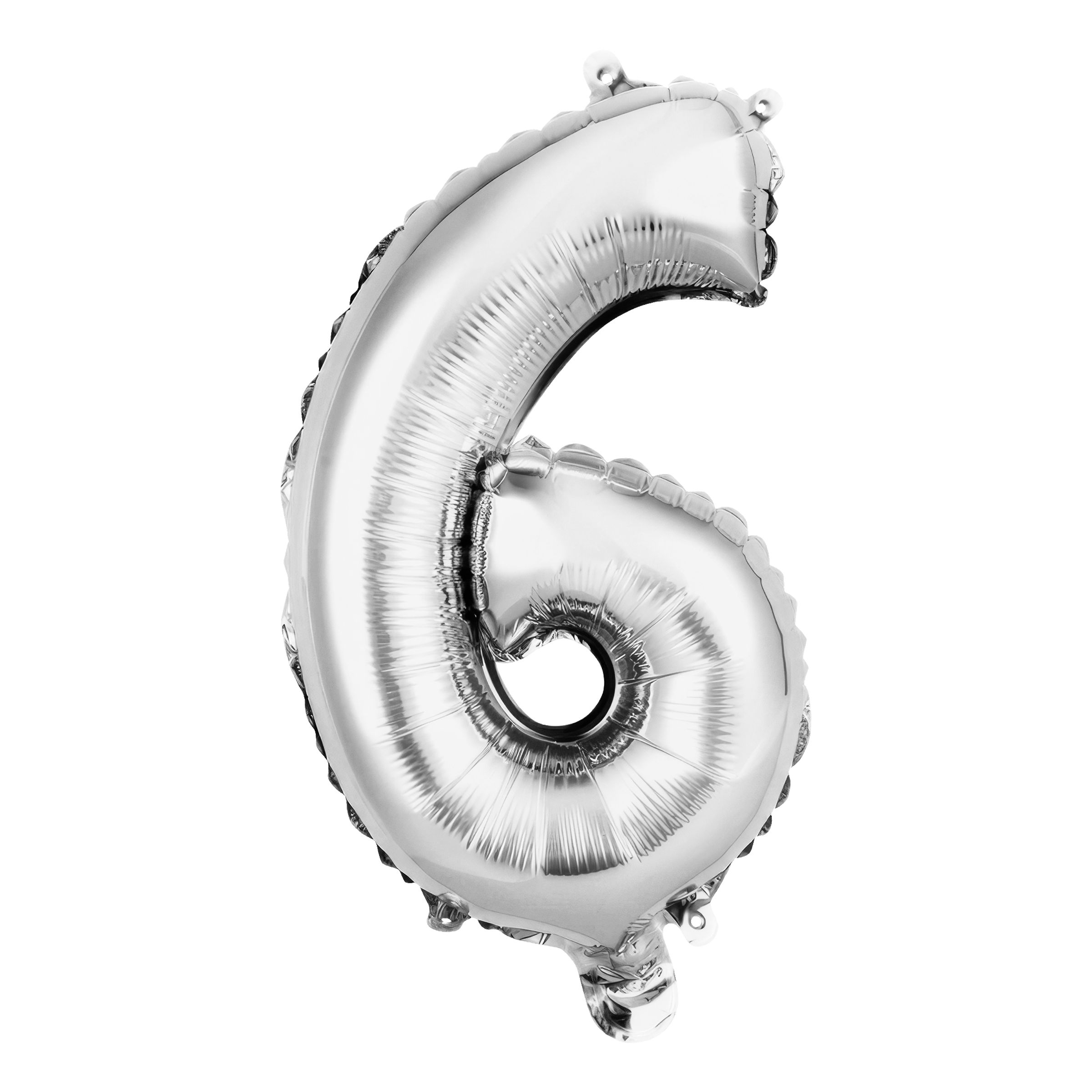 Läs mer om Sifferballong Mini Silver Metallic - Siffra 6