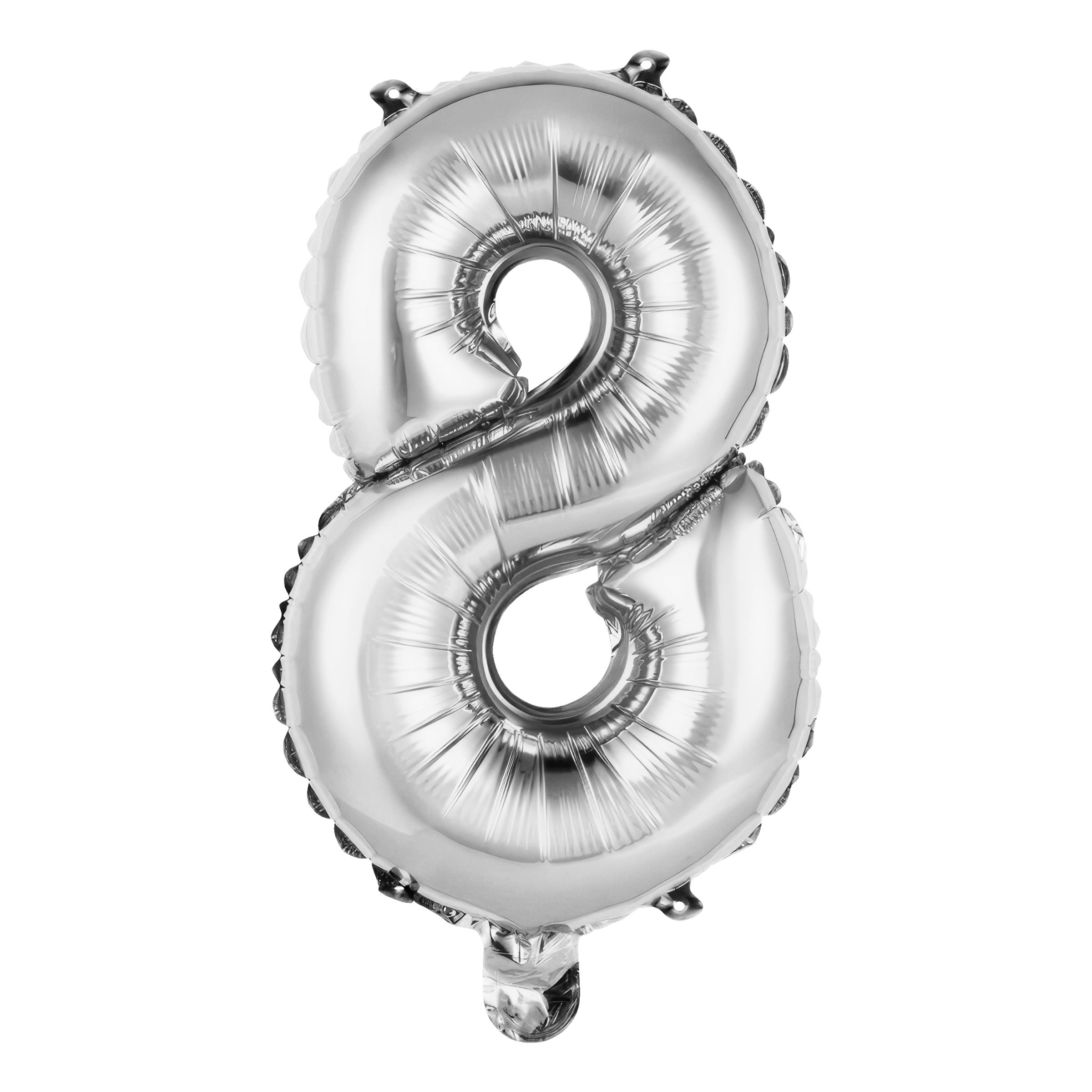 Läs mer om Sifferballong Mini Silver Metallic - Siffra 8