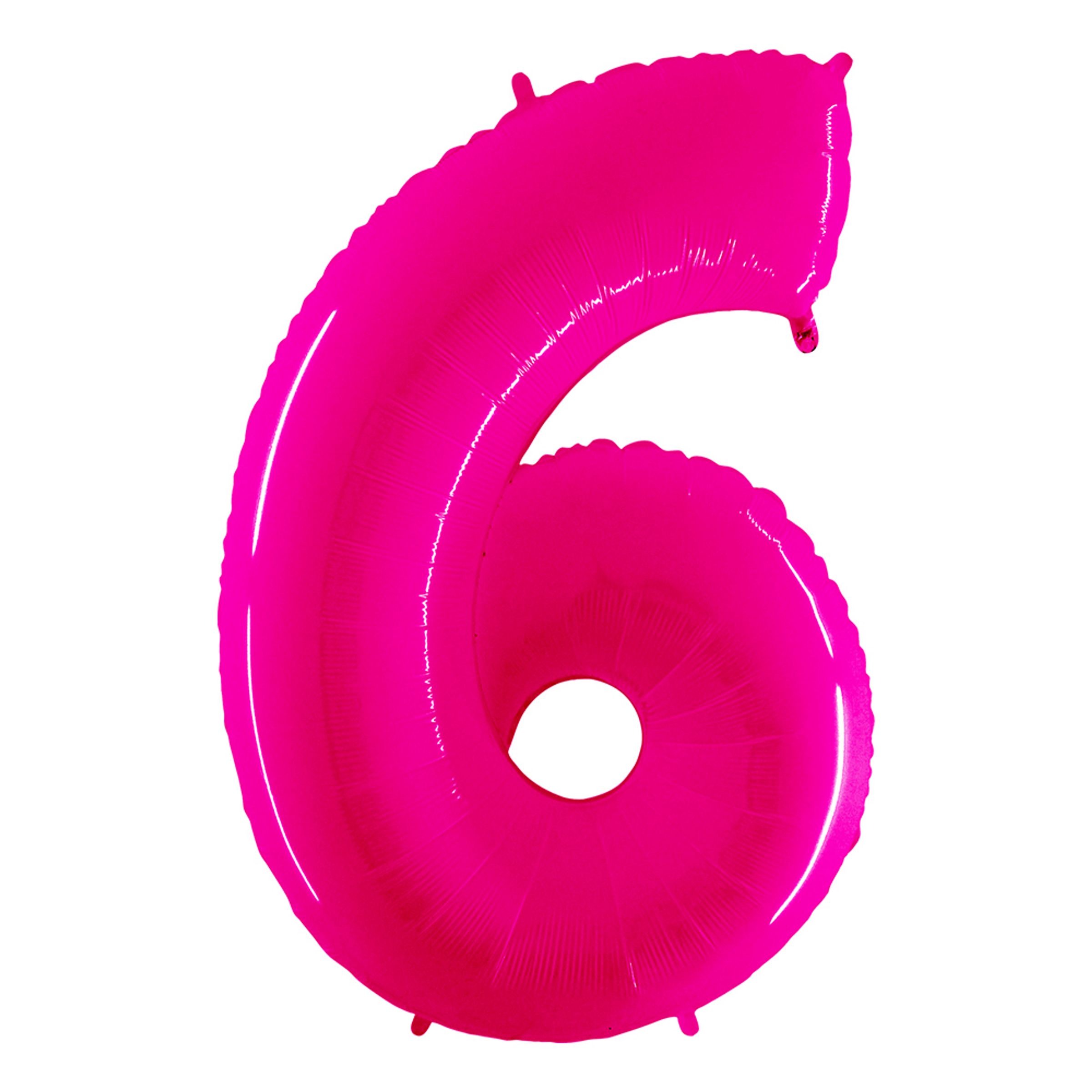 Läs mer om Sifferballong Neon Rosa - Siffra 6