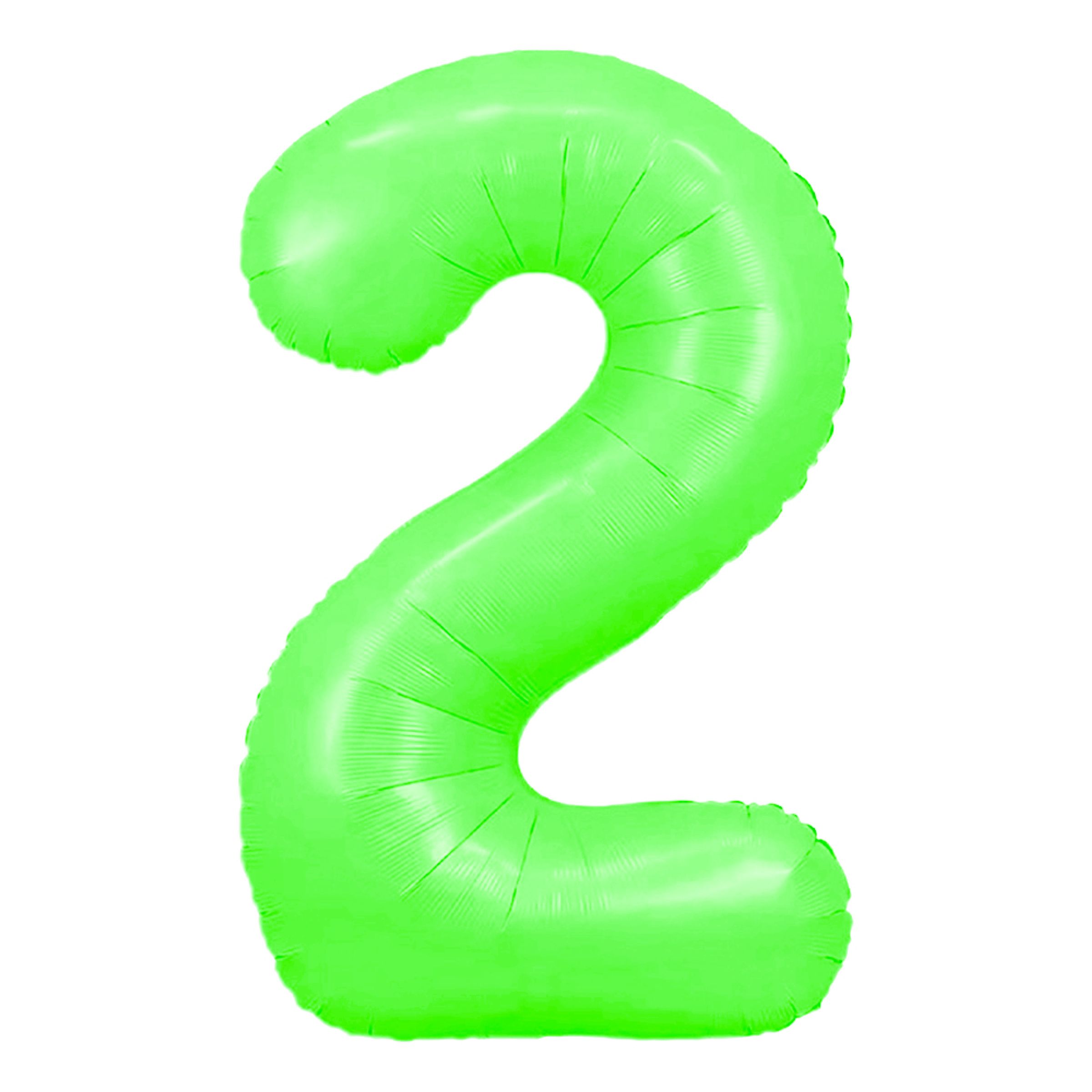 Sifferballong Neongrön - Siffra 2 | Hem - Festartiklar - Ballonger - Folieballonger | Maskeradspecialisten