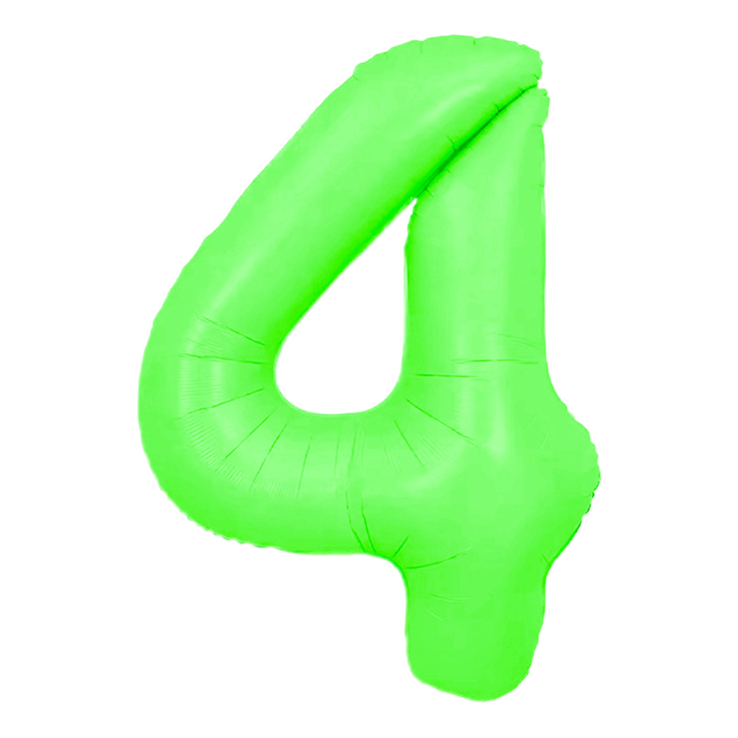 Sifferballong Neongrön - Siffra 4 | Hem - Festartiklar - Ballonger - Folieballonger | Pryloteket