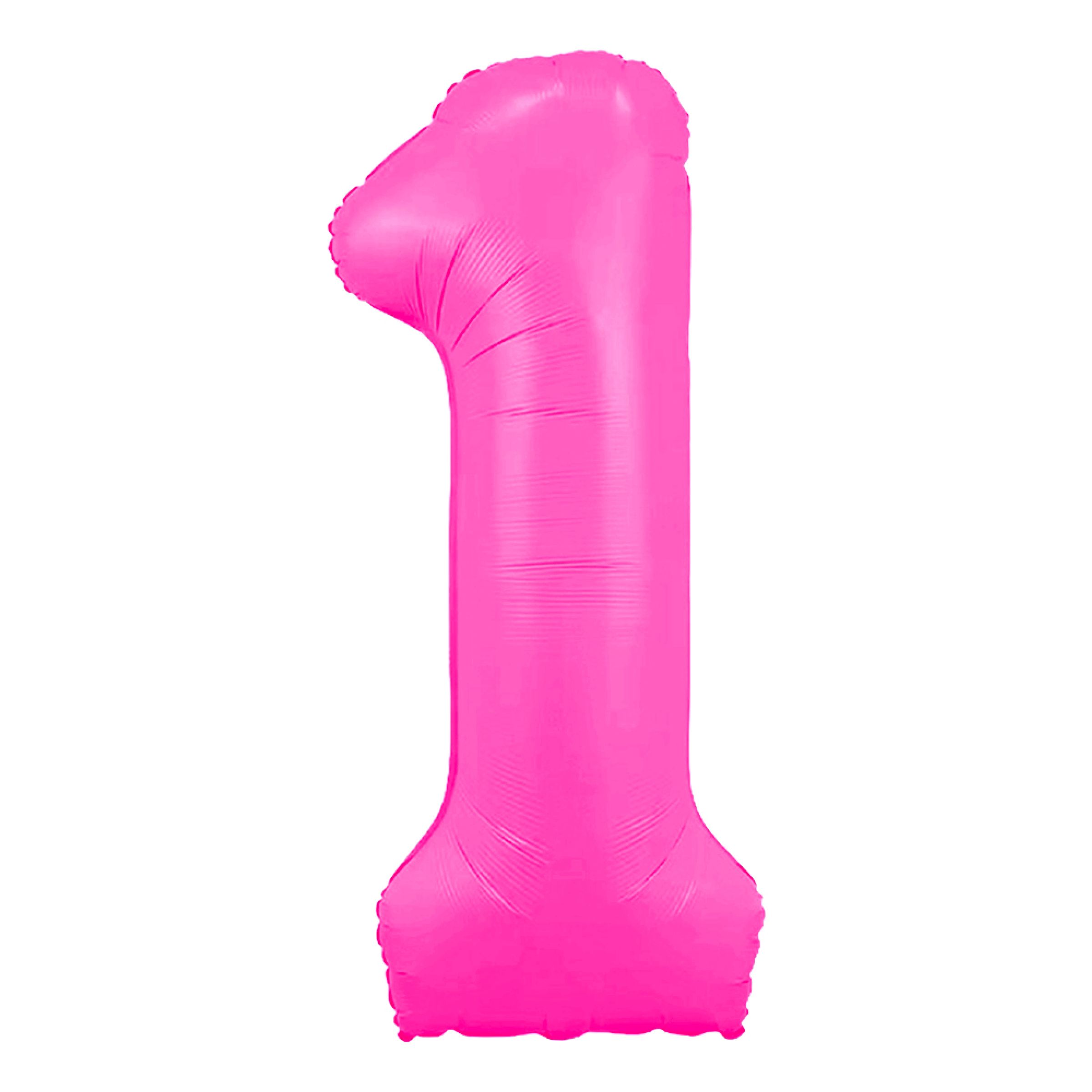 Sifferballong Neonrosa - Siffra 1 | Hem - Festartiklar - Ballonger - Folieballonger | Pryloteket
