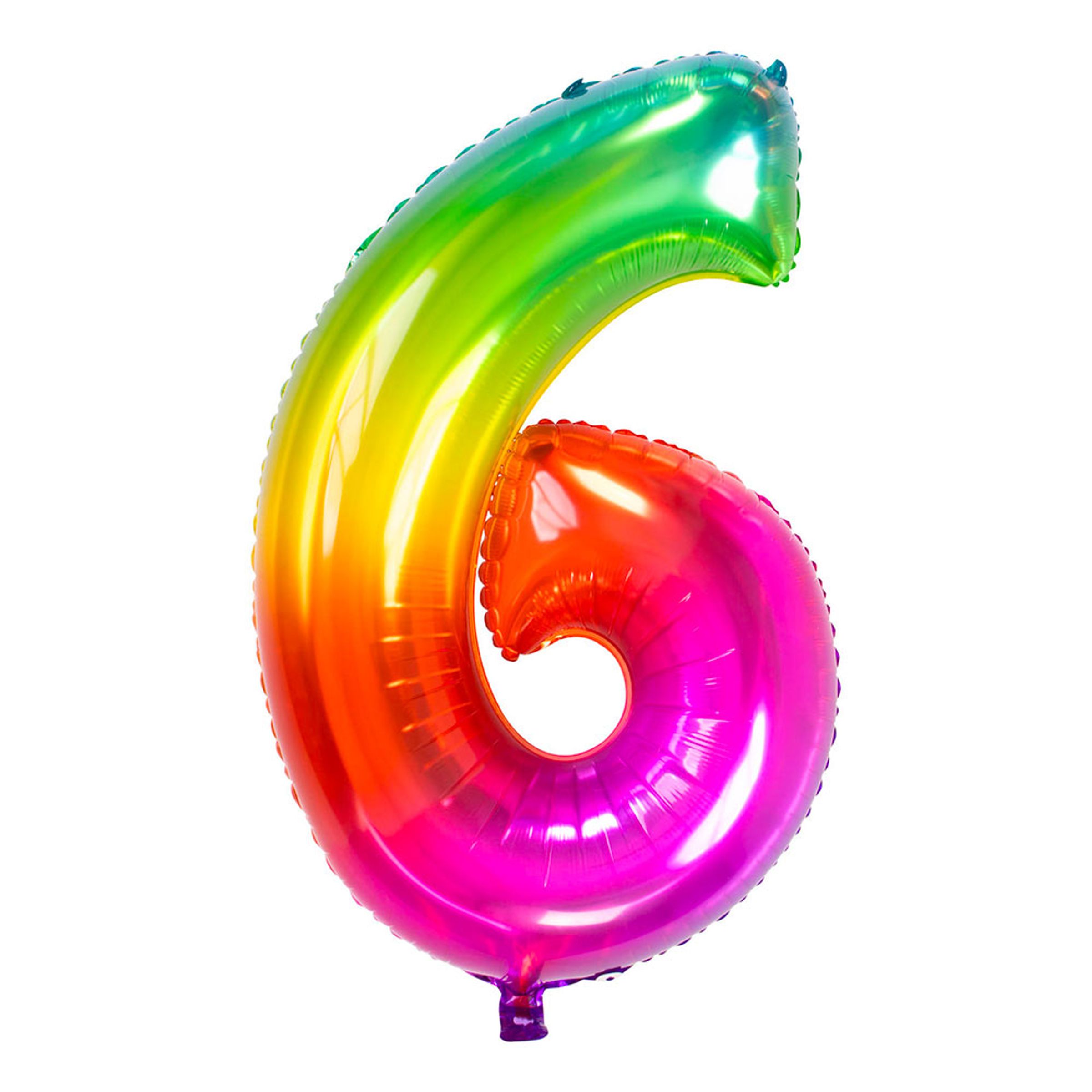 Läs mer om Sifferballong Regnbågsfärgad Stor - Siffra 6