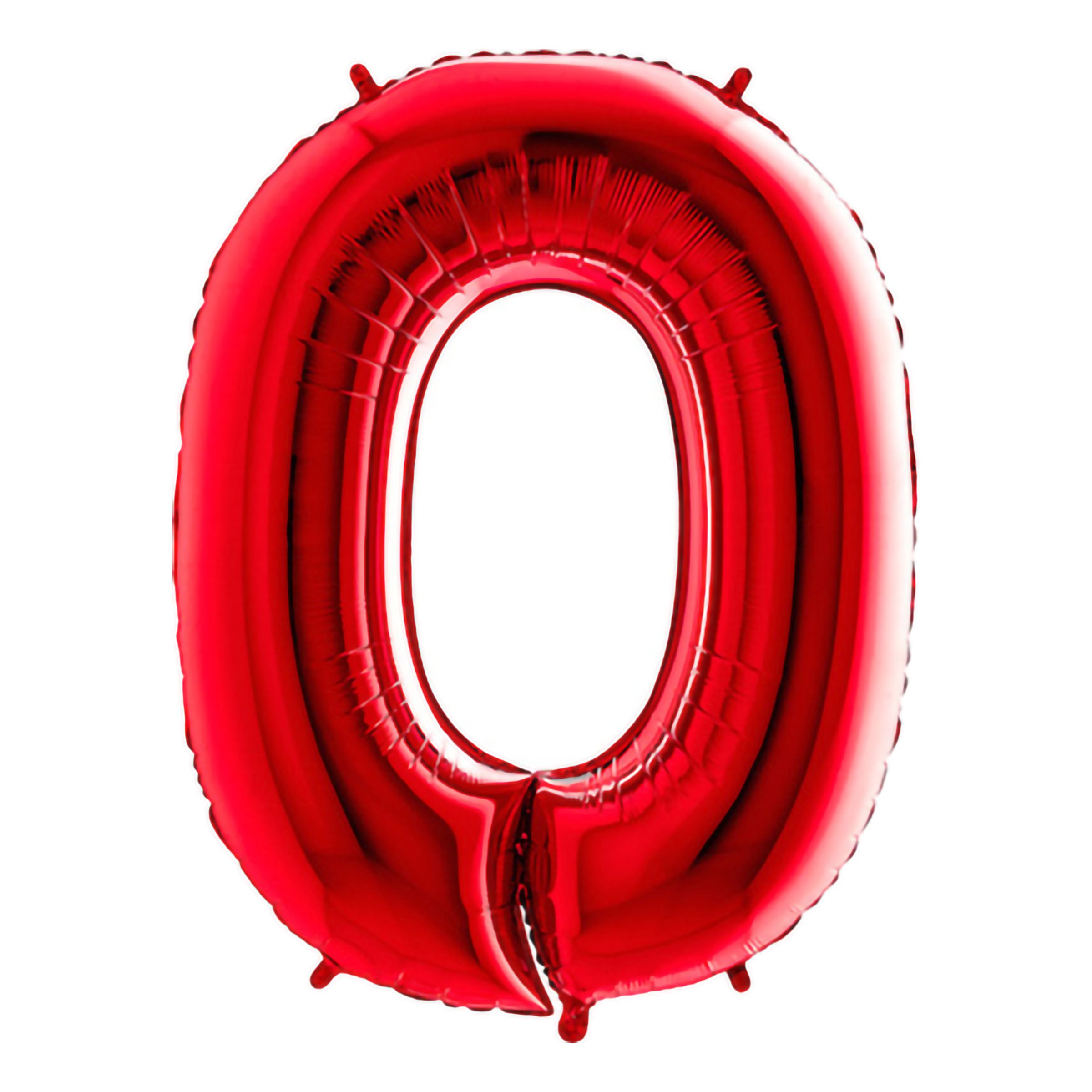 Sifferballong Röd Metallic - Siffra 0 | Hem - Festartiklar - Ballonger - Folieballonger | Pryloteket