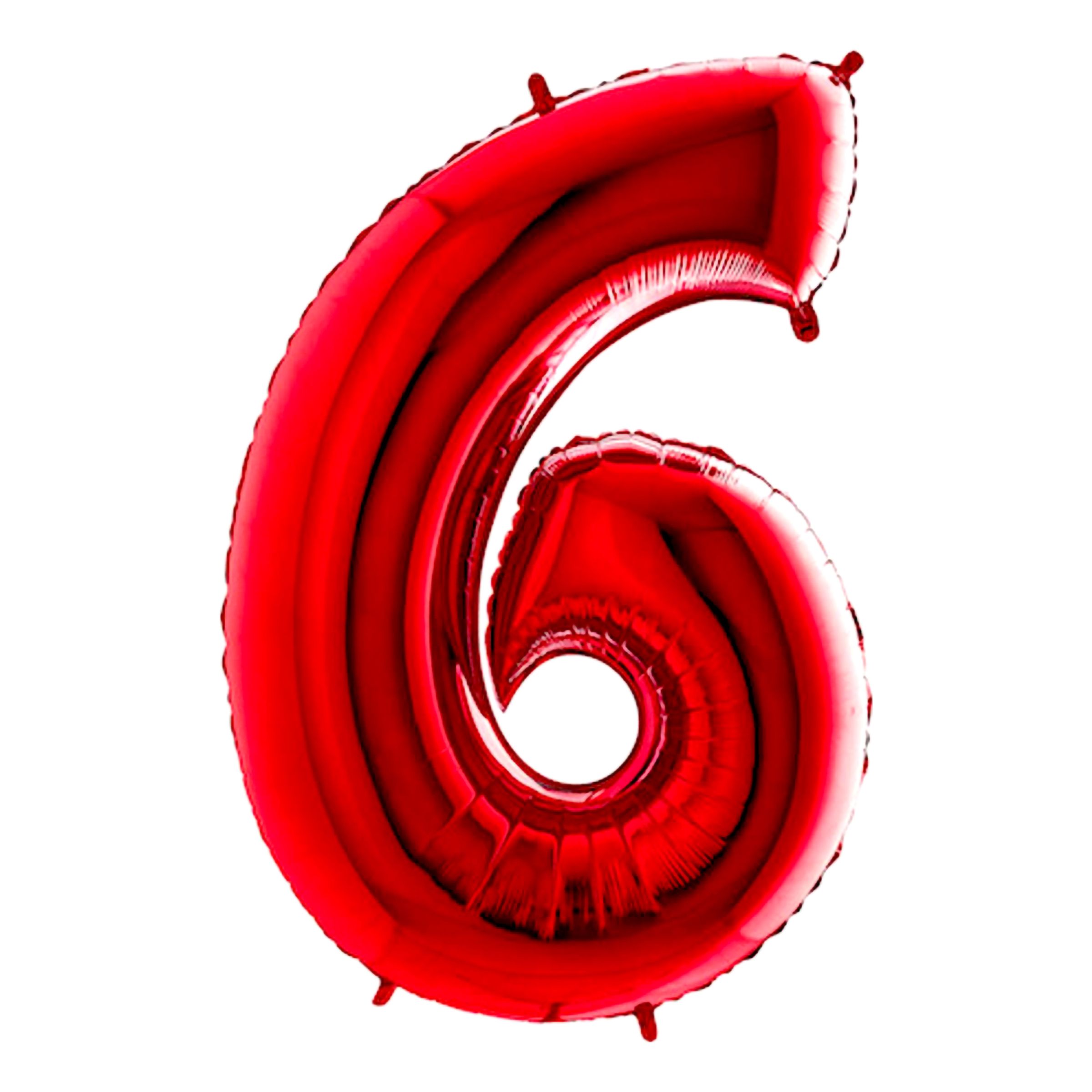 Sifferballong Röd Metallic - Siffra 6 | Hem - Festartiklar - Ballonger - Folieballonger | Maskeradspecialisten