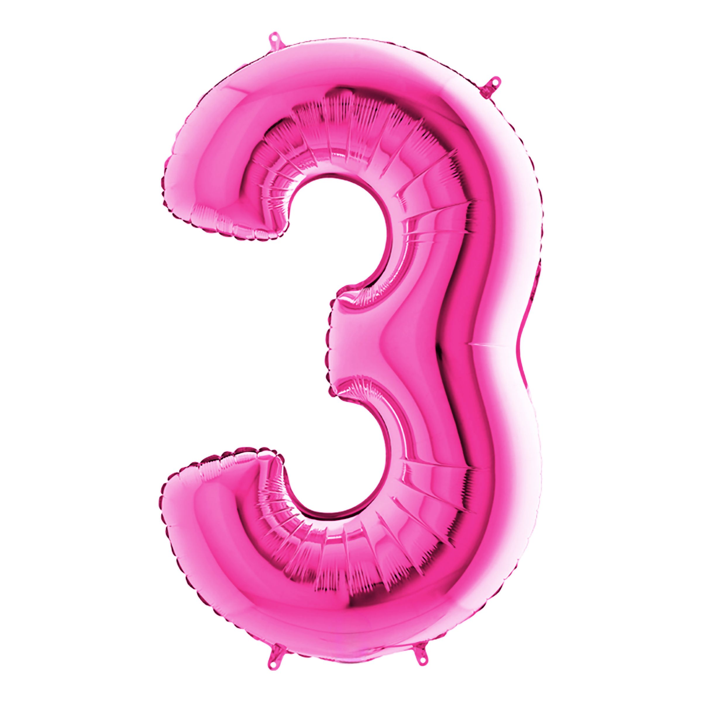Sifferballong Rosa Metallic - Siffra 3 | Hem - Festartiklar - Ballonger - Folieballonger | Pryloteket