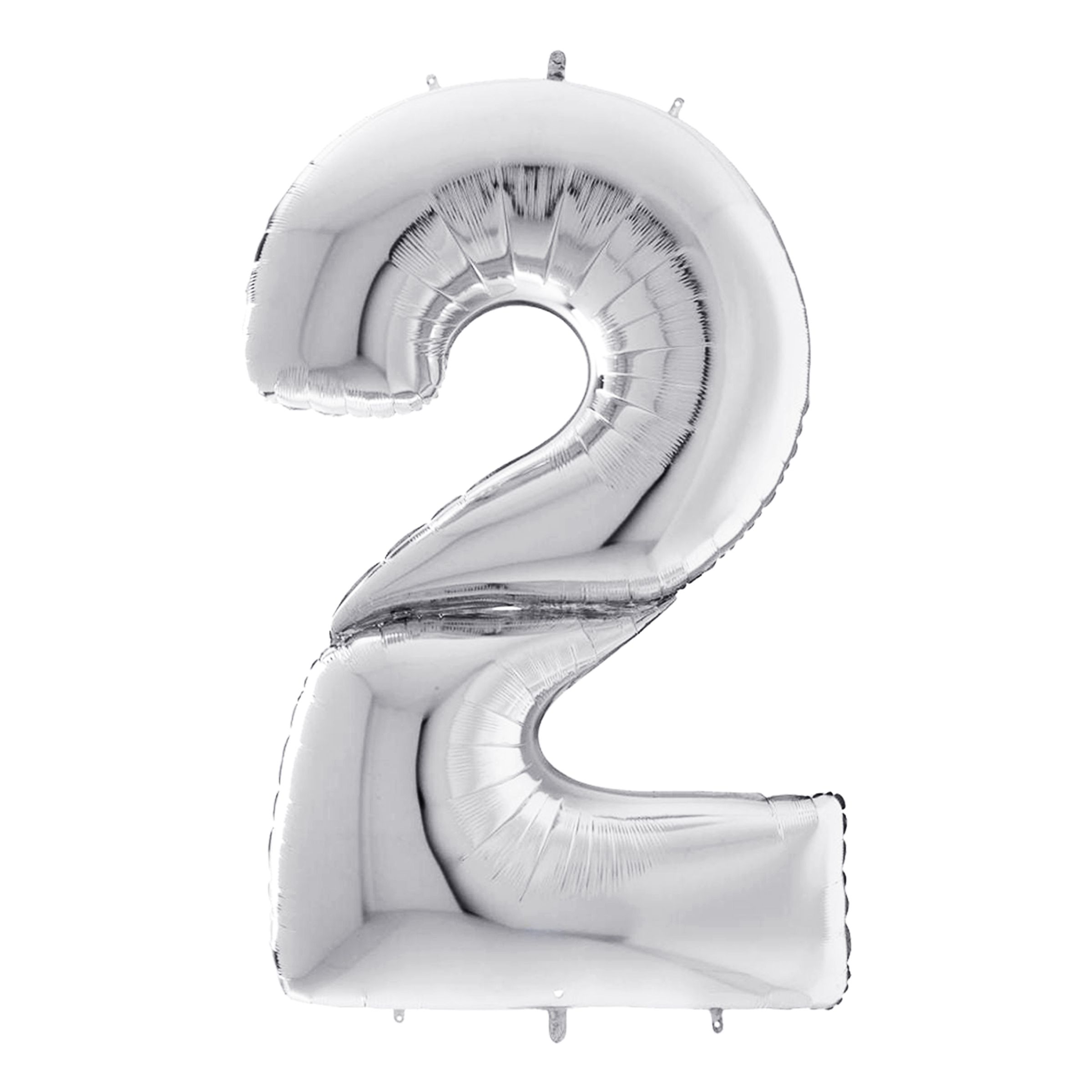 Sifferballong Silver Gigantisk - Siffra 2 | Hem - Festartiklar - Ballonger - Folieballonger | Pryloteket