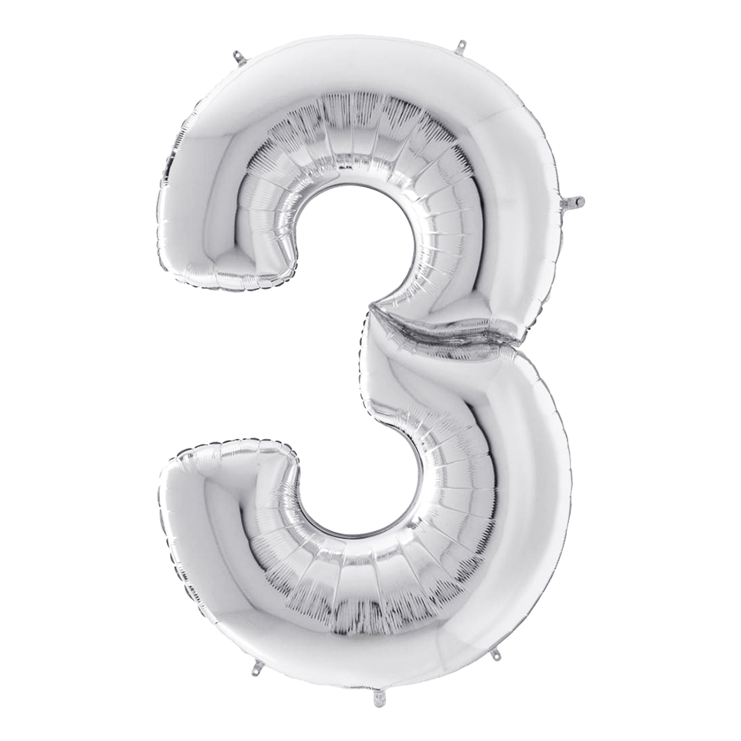 Sifferballong Silver Gigantisk - Siffra 3 | Hem - Festartiklar - Ballonger - Folieballonger | Pryloteket