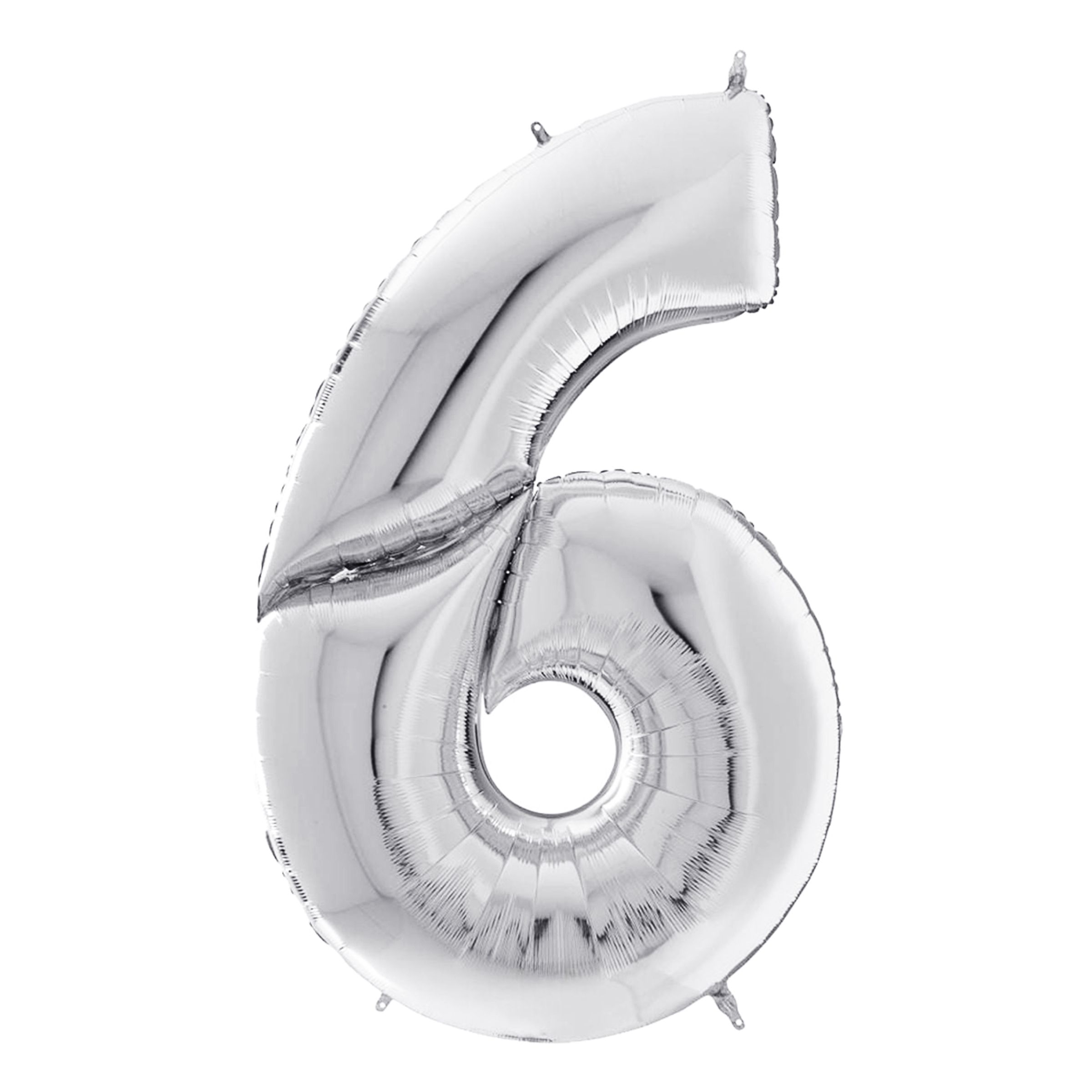 Sifferballong Silver Gigantisk - Siffra 6 | Hem - Festartiklar - Ballonger - Folieballonger | Pryloteket