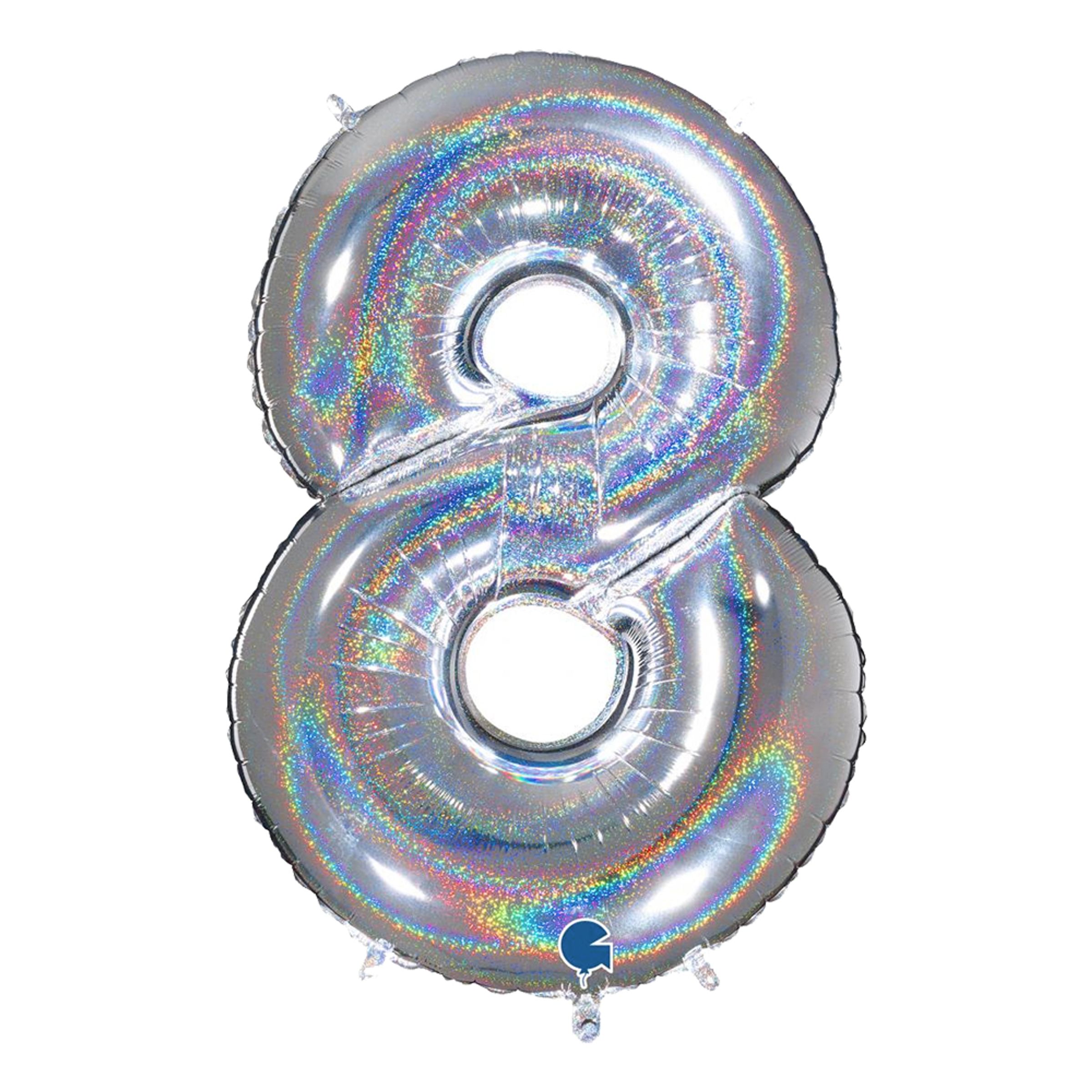 Läs mer om Sifferballong Glitter Silver - Siffra 8