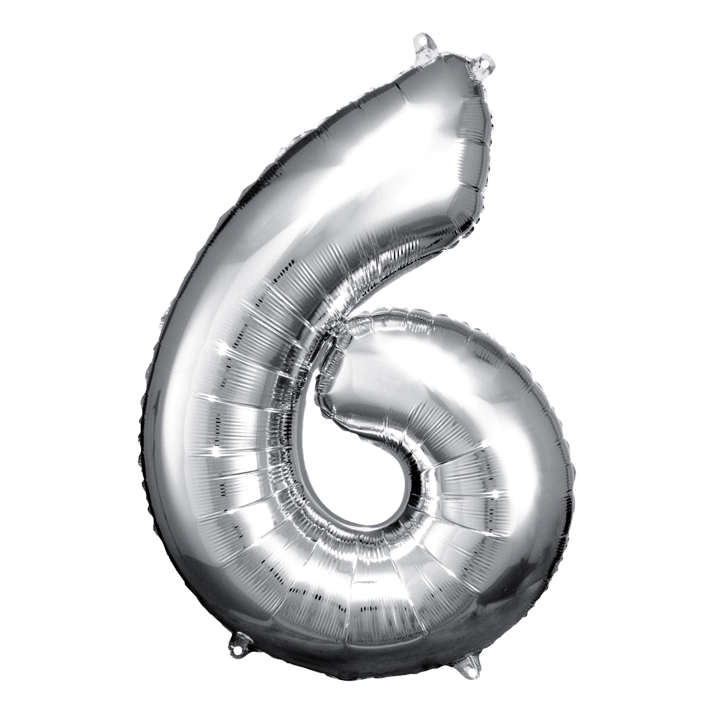 Läs mer om Sifferballong Silver Metallic - Siffra 6