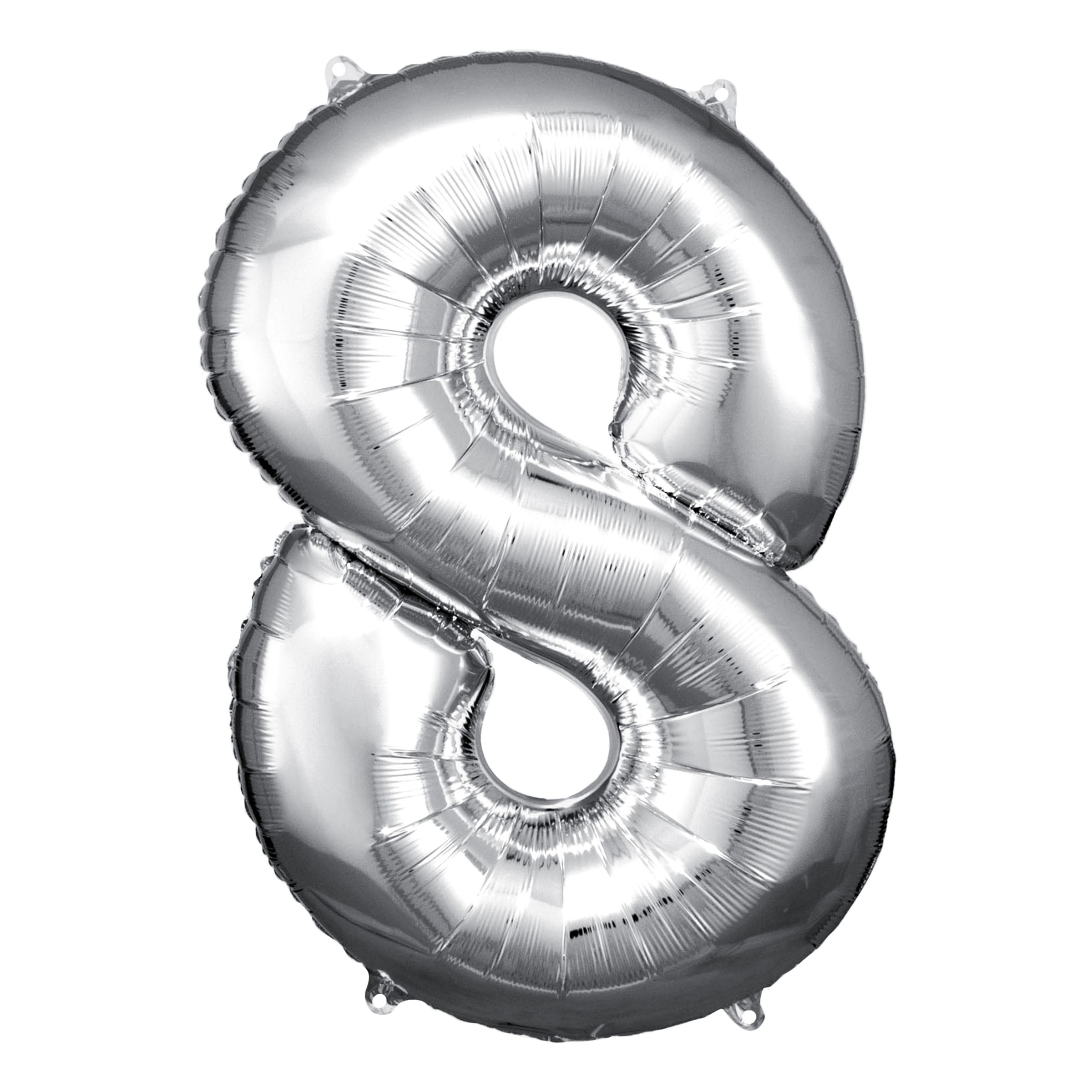 Läs mer om Sifferballong Silver Metallic - Siffra 8