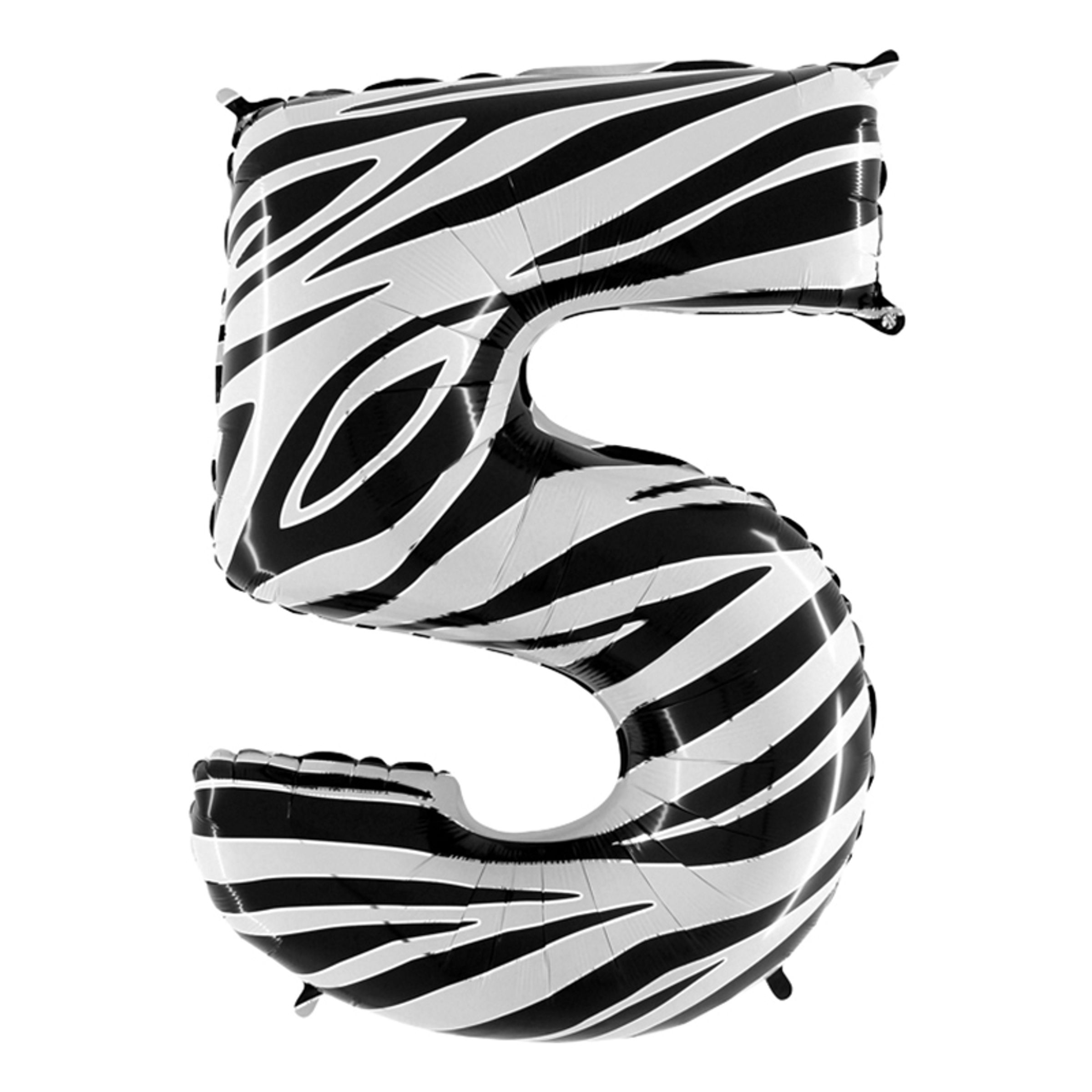 Läs mer om Sifferballong Zebra Mönster - Siffra 5