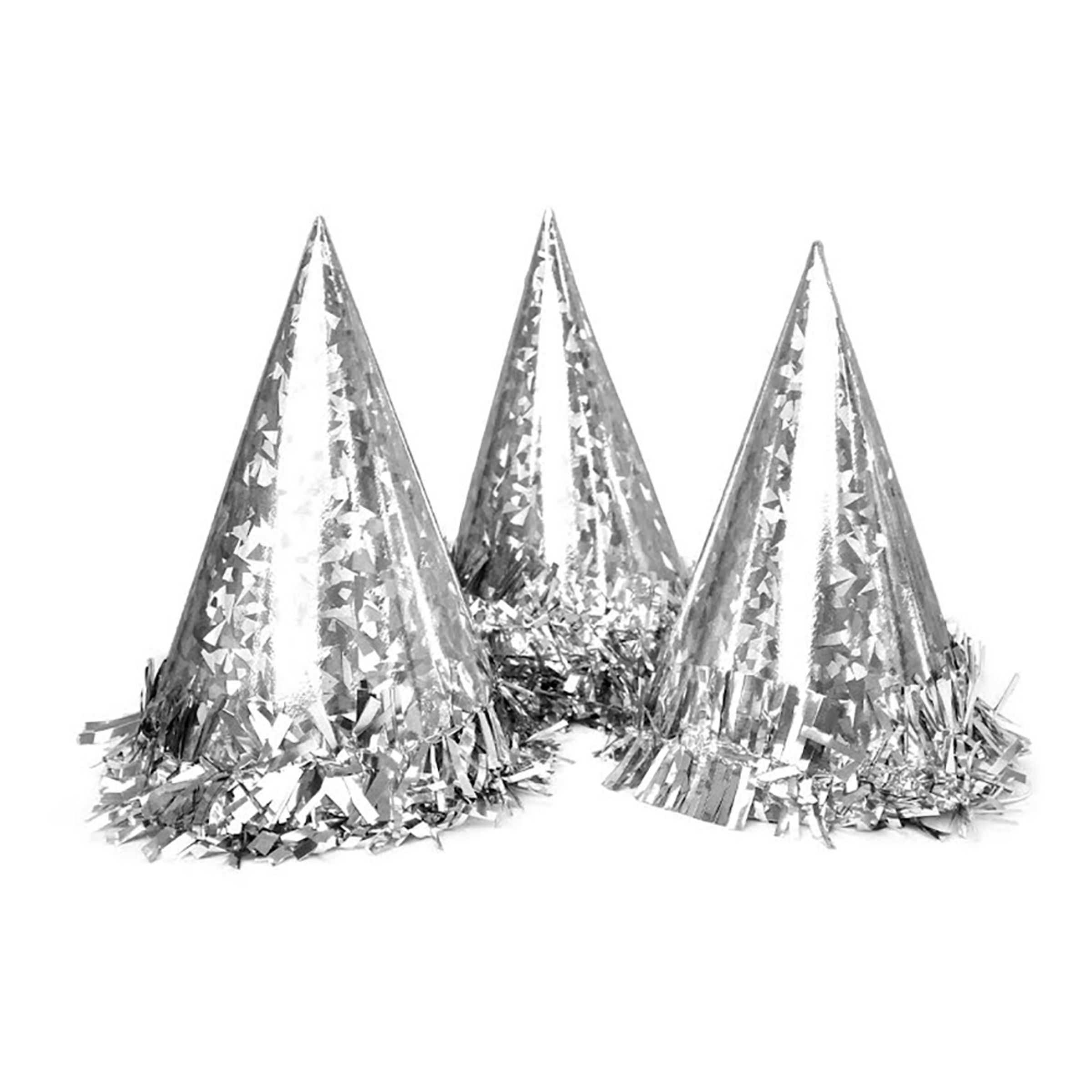 Silver Partyhattar Metallic - 6-pack