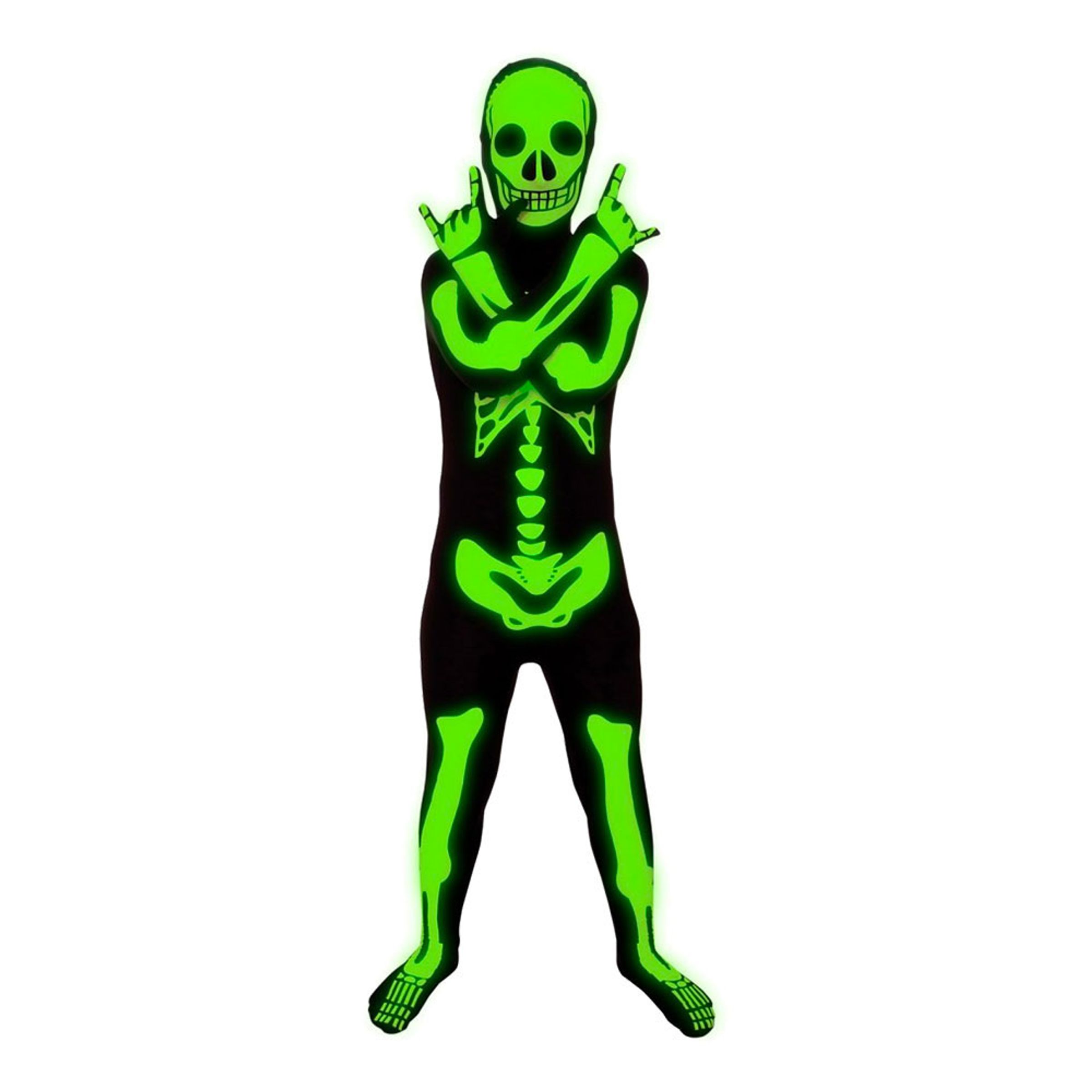 Självlysande Skelett Morphsuit Barn Maskeraddräkt - Medium