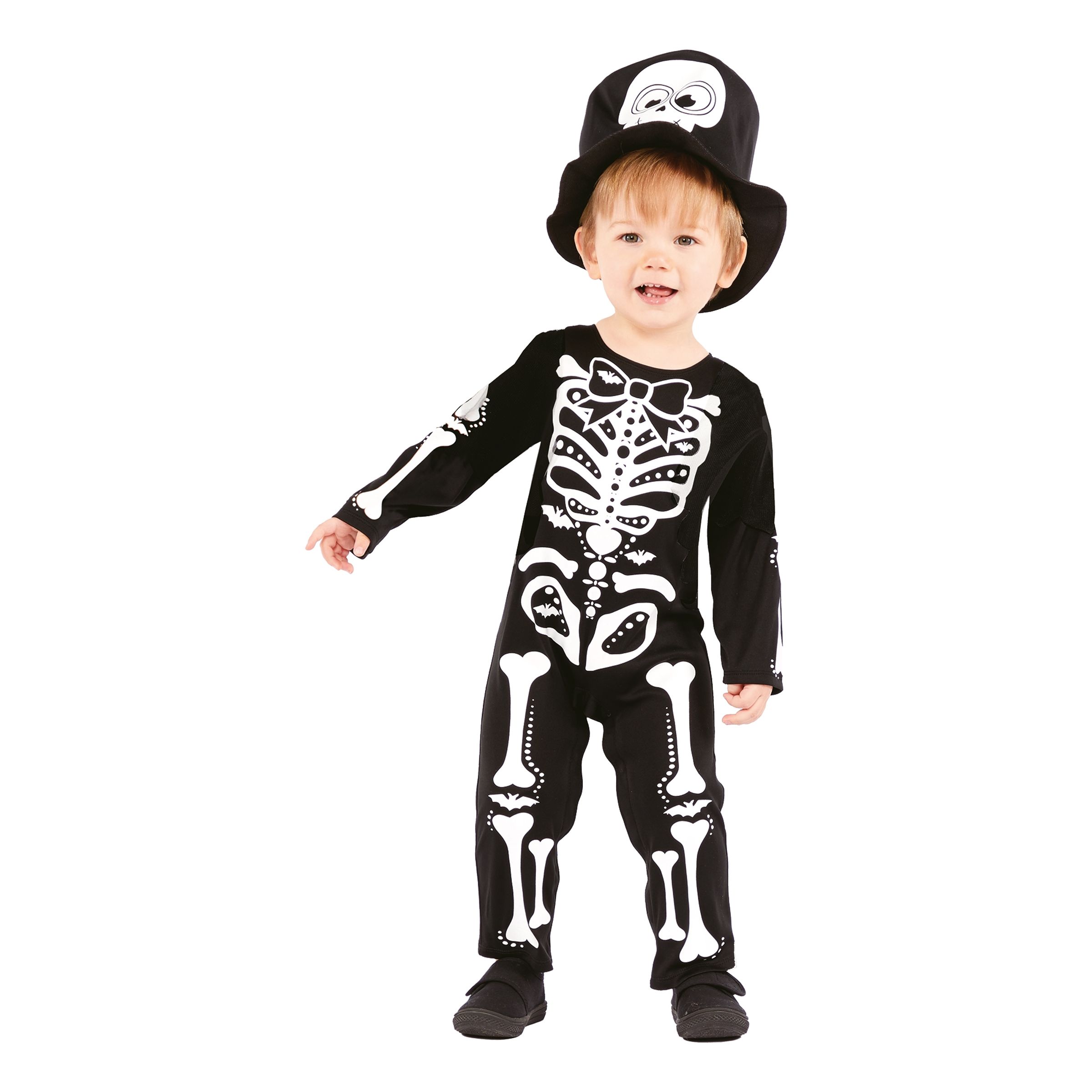 Skelett Kostym Bebis Maskeraddräkt - Small (4-6 år)