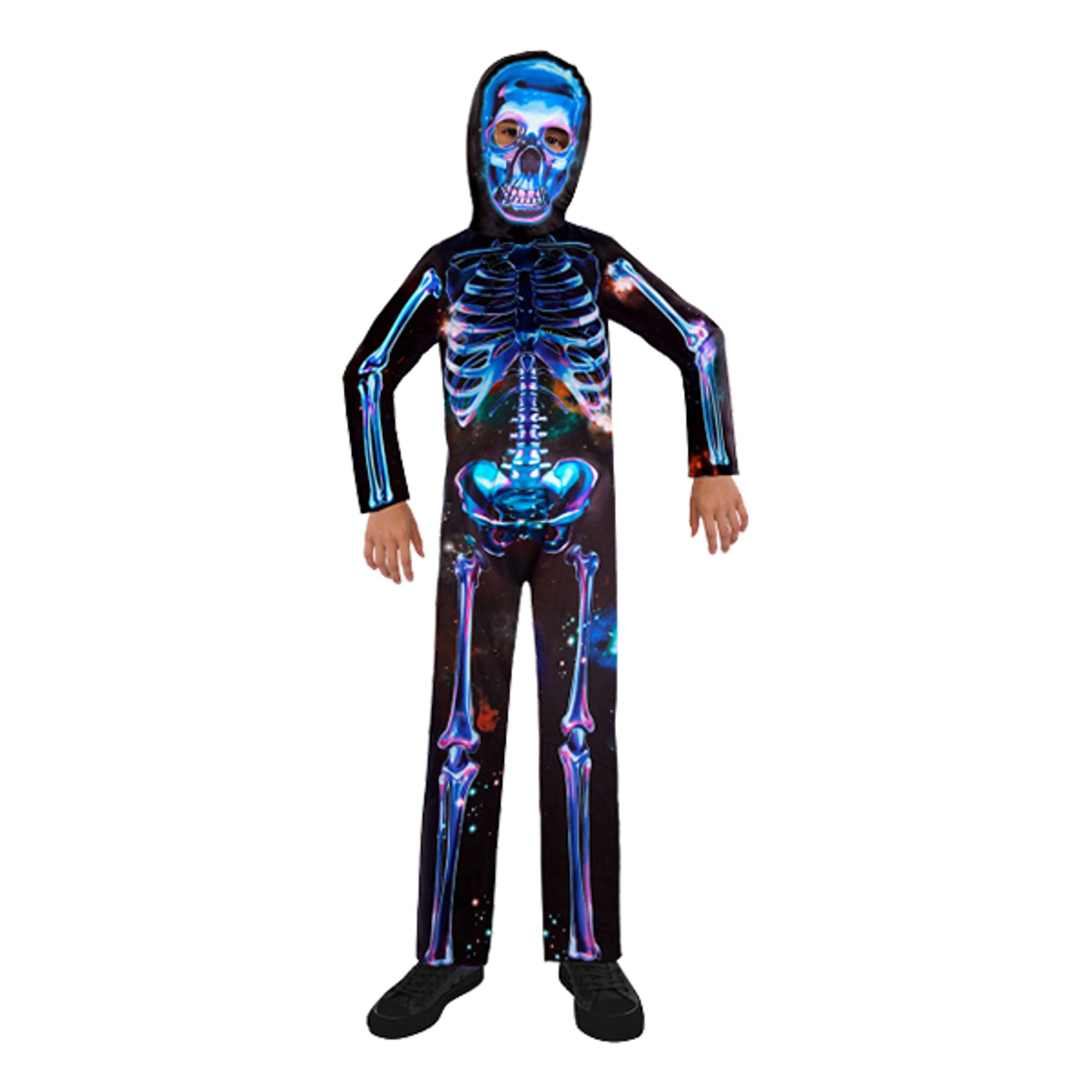 Skelett Neon Barn Maskeraddräkt - Medium 6-8