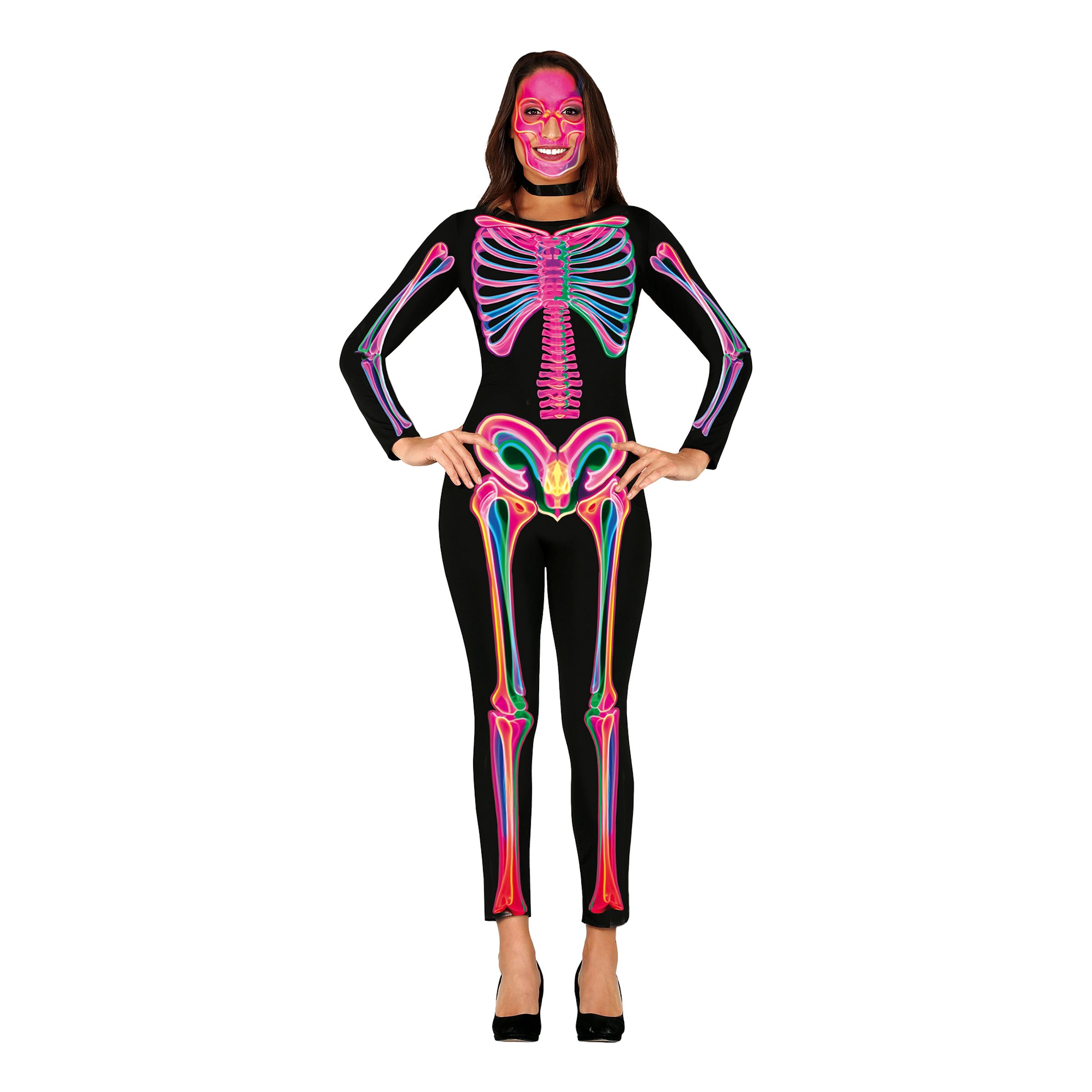 Skelett Neon Dam Maskeraddräkt - Medium | Hem - Maskerad - Maskeraddräkter - Damdräkter | Pryloteket