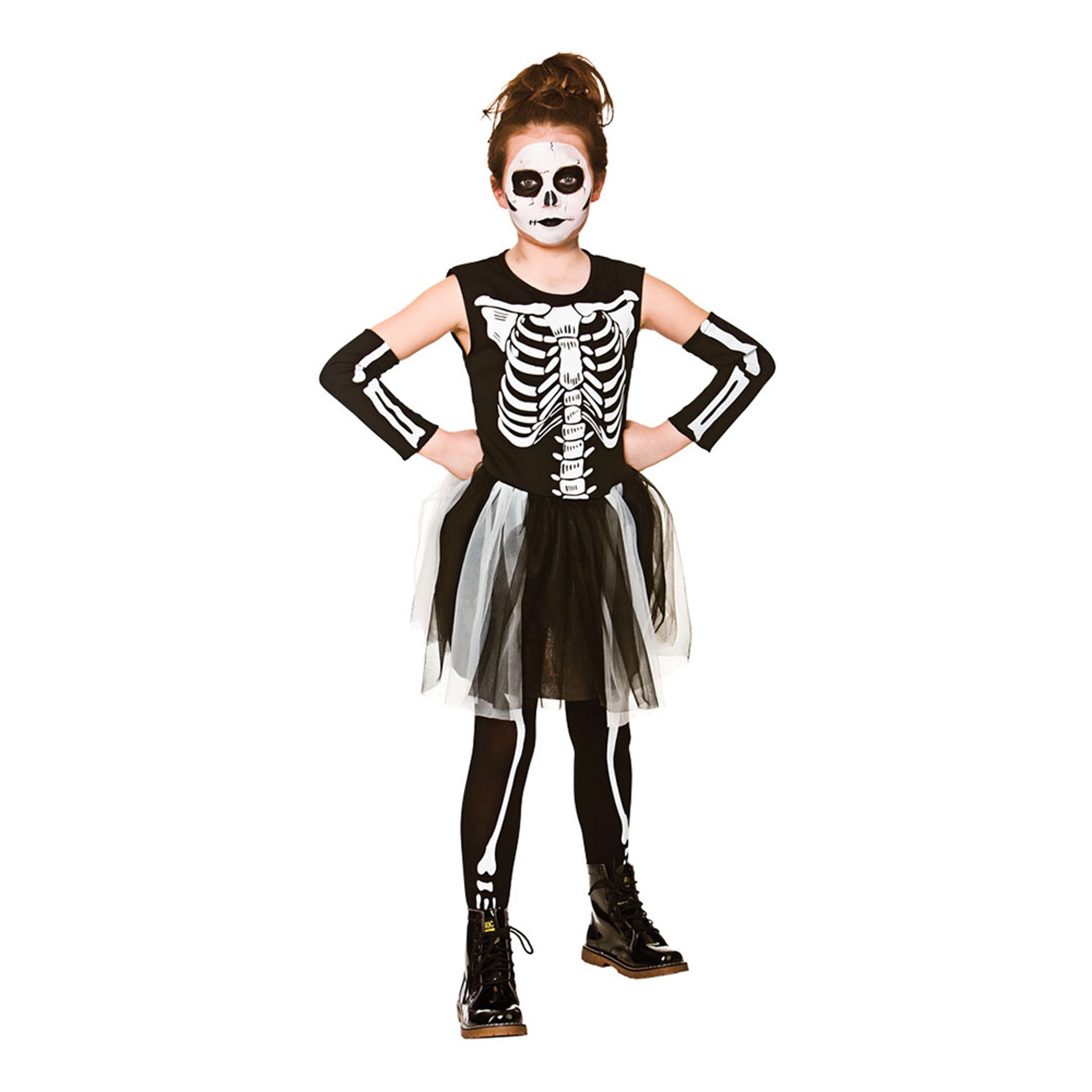 Läs mer om Skelettklänning Barn Maskeraddräkt - Large