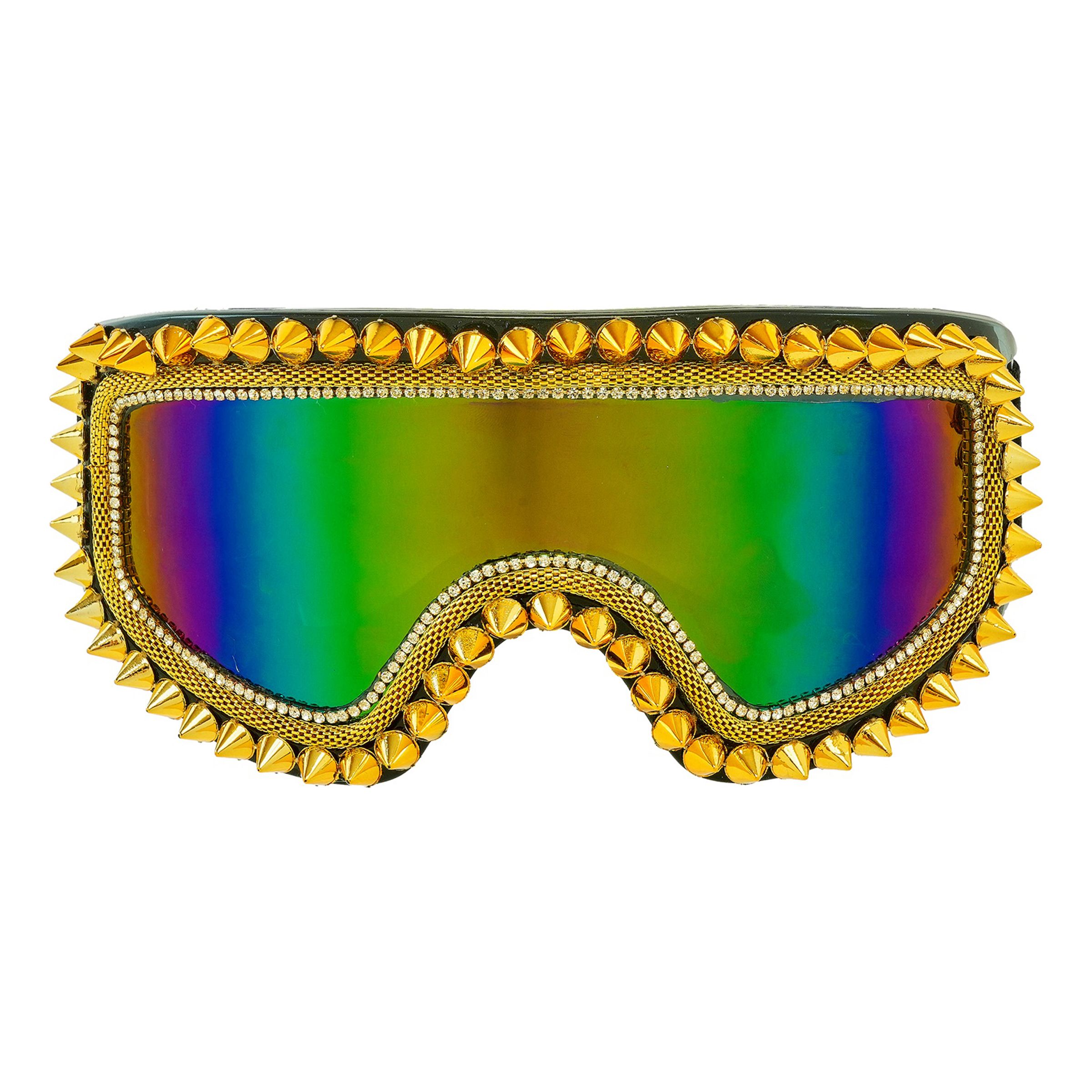 Skidglasögon Aprè-ski Guld med Nitar - One size | Hem - Maskerad - Tillbehör - Glasögon | Pryloteket