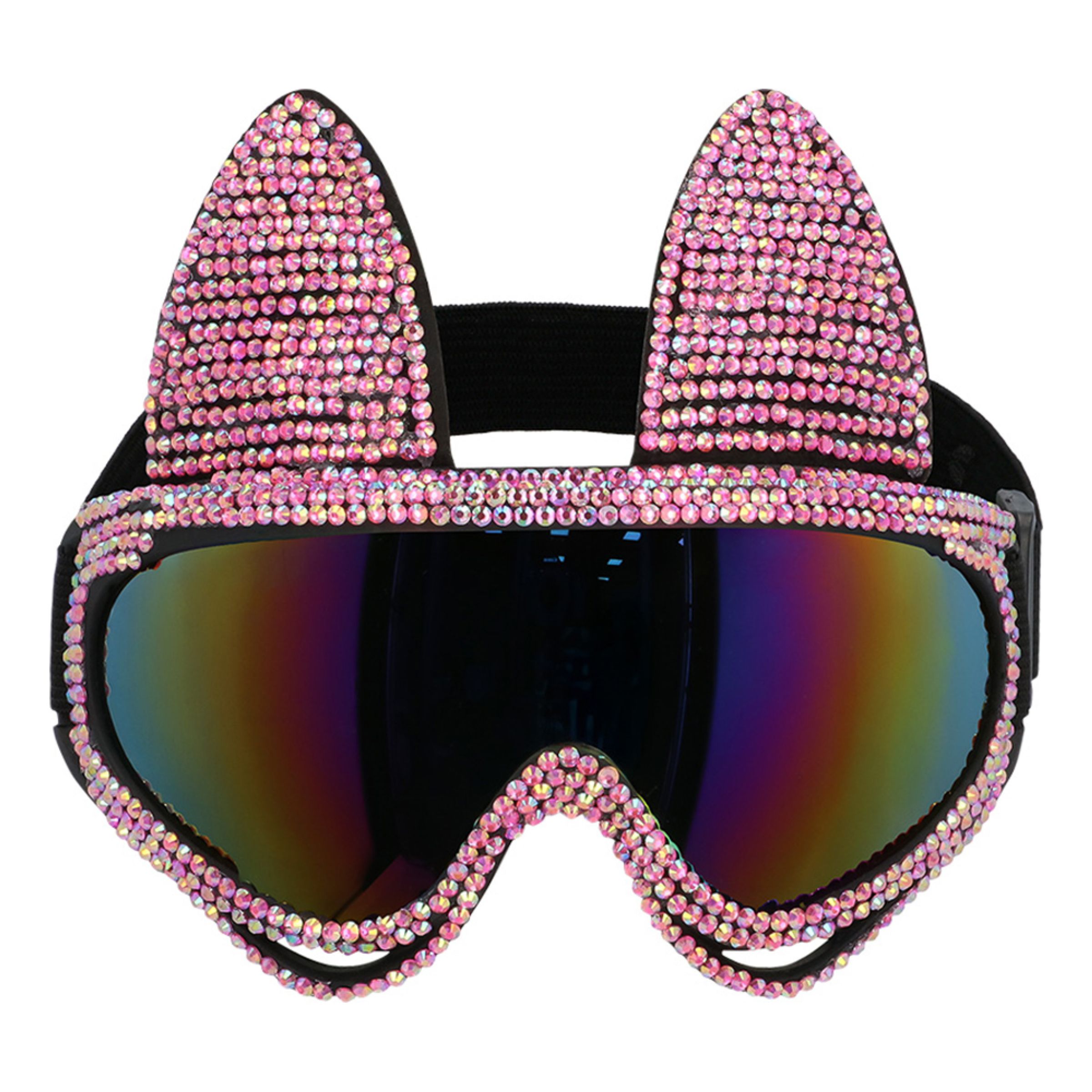 Skidglasögon Katt med Strass Rosa - One size | Hem - Maskerad - Tillbehör - Glasögon | Maskeradspecialisten