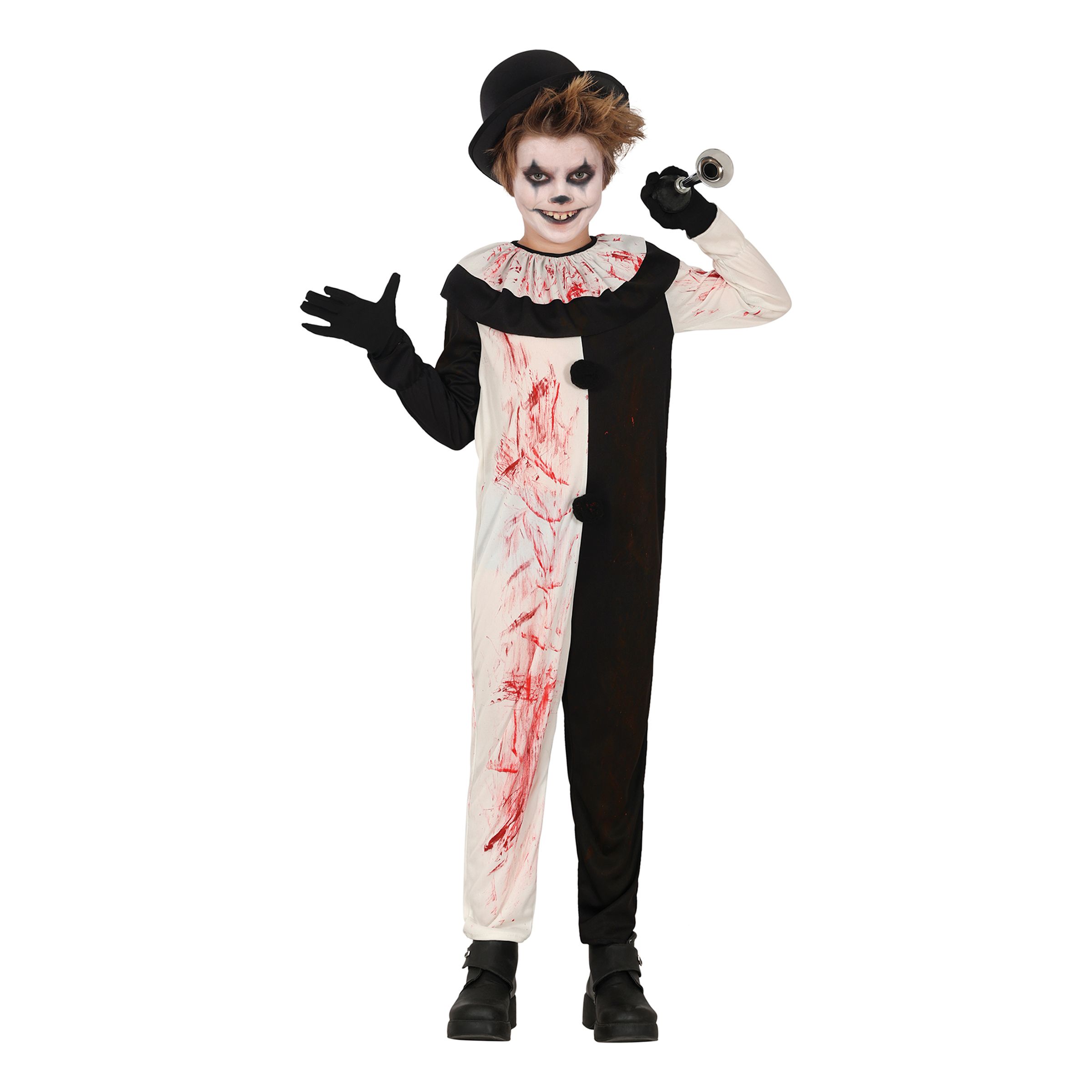SkrÀckclown Svart/Vit Barn MaskeraddrÀkt - Medium | Hem - Maskerad - MaskeraddrÀkter - BarndrÀkter | Pryloteket