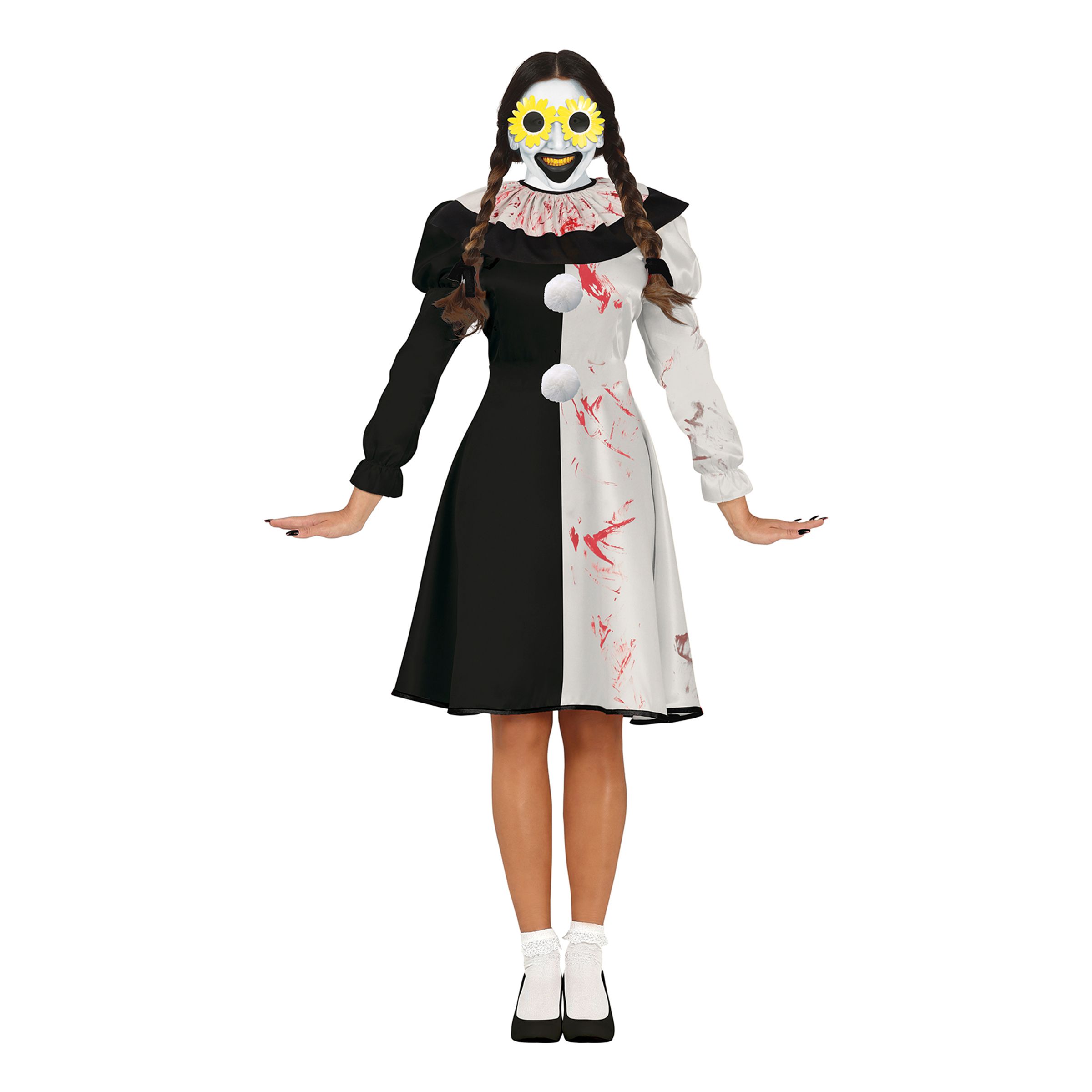Skräckclown Svart/Vit Dam Maskeraddräkt - Medium | Hem - Maskerad - Maskeraddräkter - Damdräkter | Pryloteket